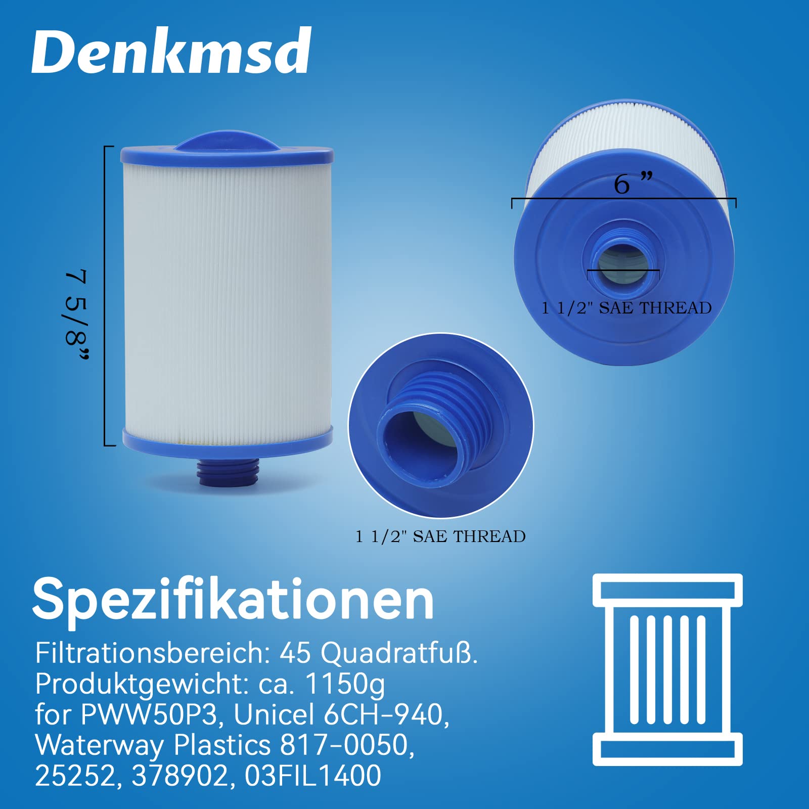 Lot de 2 filtres pour Spa, pour Unicel 6CH-940, pour PWW50P3, pour Waterway Front Access Skimmer et Filbur FC-0359