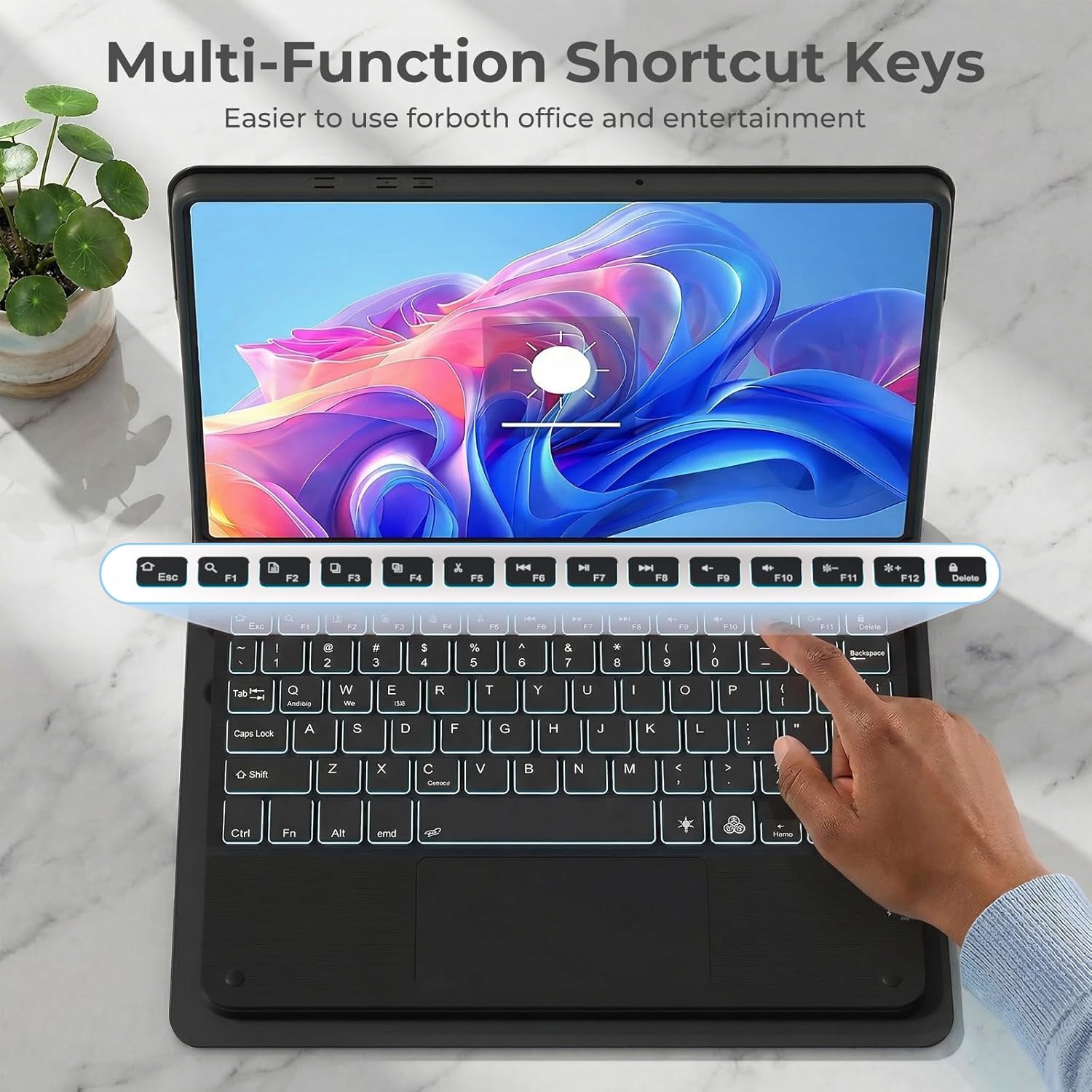 Keyboard Case for Samsung Galaxy Tab A11+ Plus 2025/A9+ 11’’ 2023-7 Color Backlit Detachable Tablet Keyboard Cover with Touchpad -Detachable Folio Keyboard Cover with Mouse. (Black)
