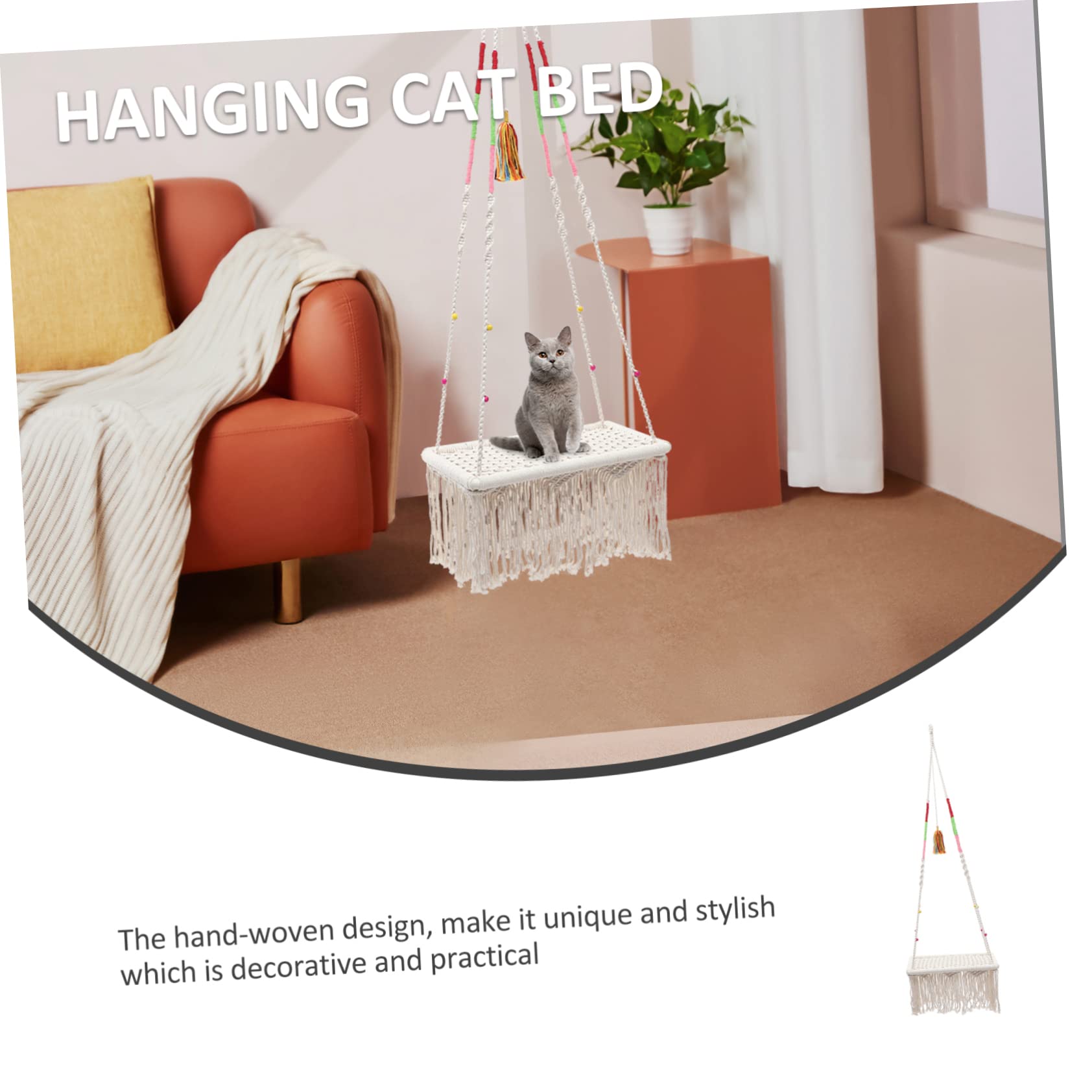 UPKOCH Cuccia Sospesa Per Gatti Amaca in Stile Bohemien Amaca in Macramè Nido Sospeso Per Gatti Piccoli
