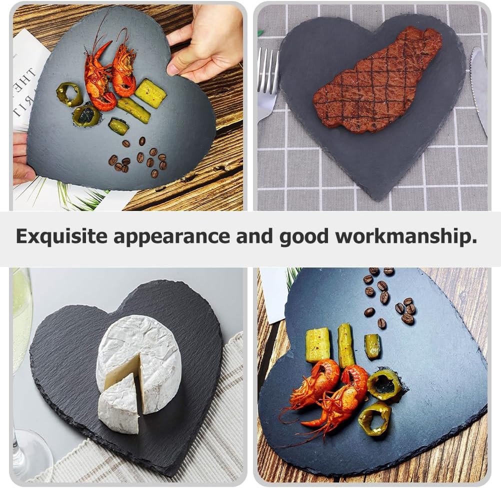 CALLARON 2 Pack Heart Shaped Stone Serving Boards, Natural Stone Boards