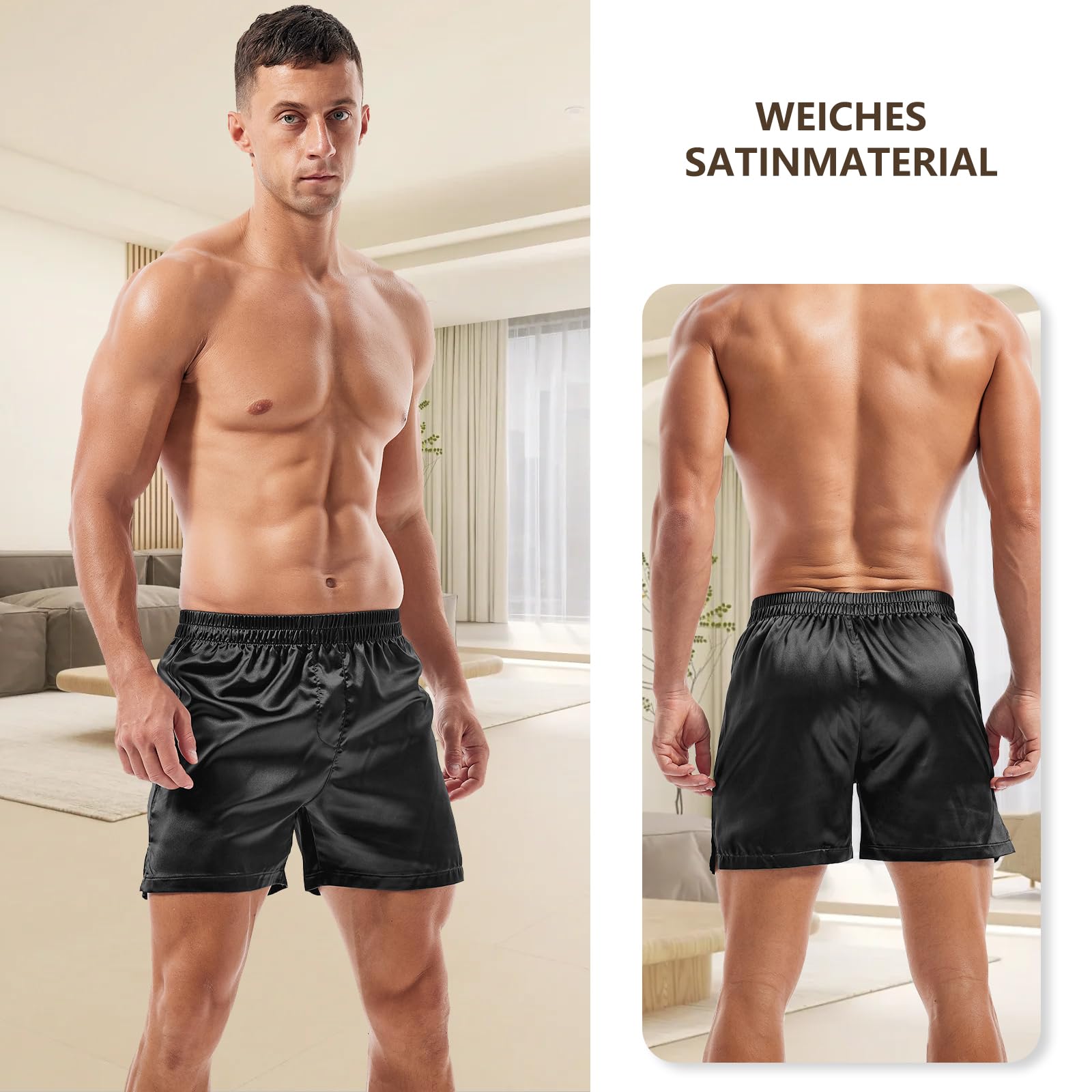 Amy Coulee Satin Schlafshorts Herren Nachtwäsche Boxershorts