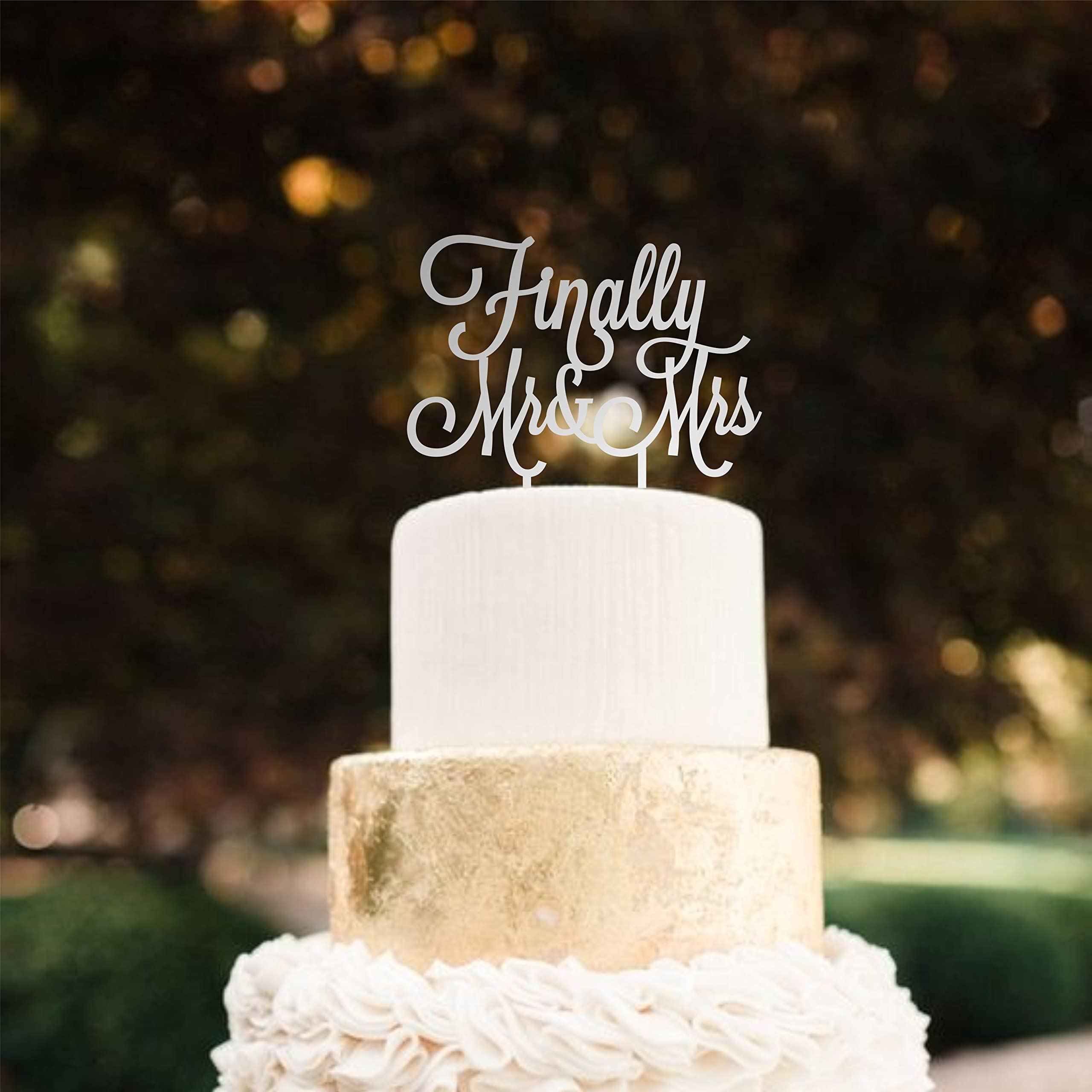 Amazon.co.jp: ウェディングケーキトッパー Finally Mr & Mrs ケーキ