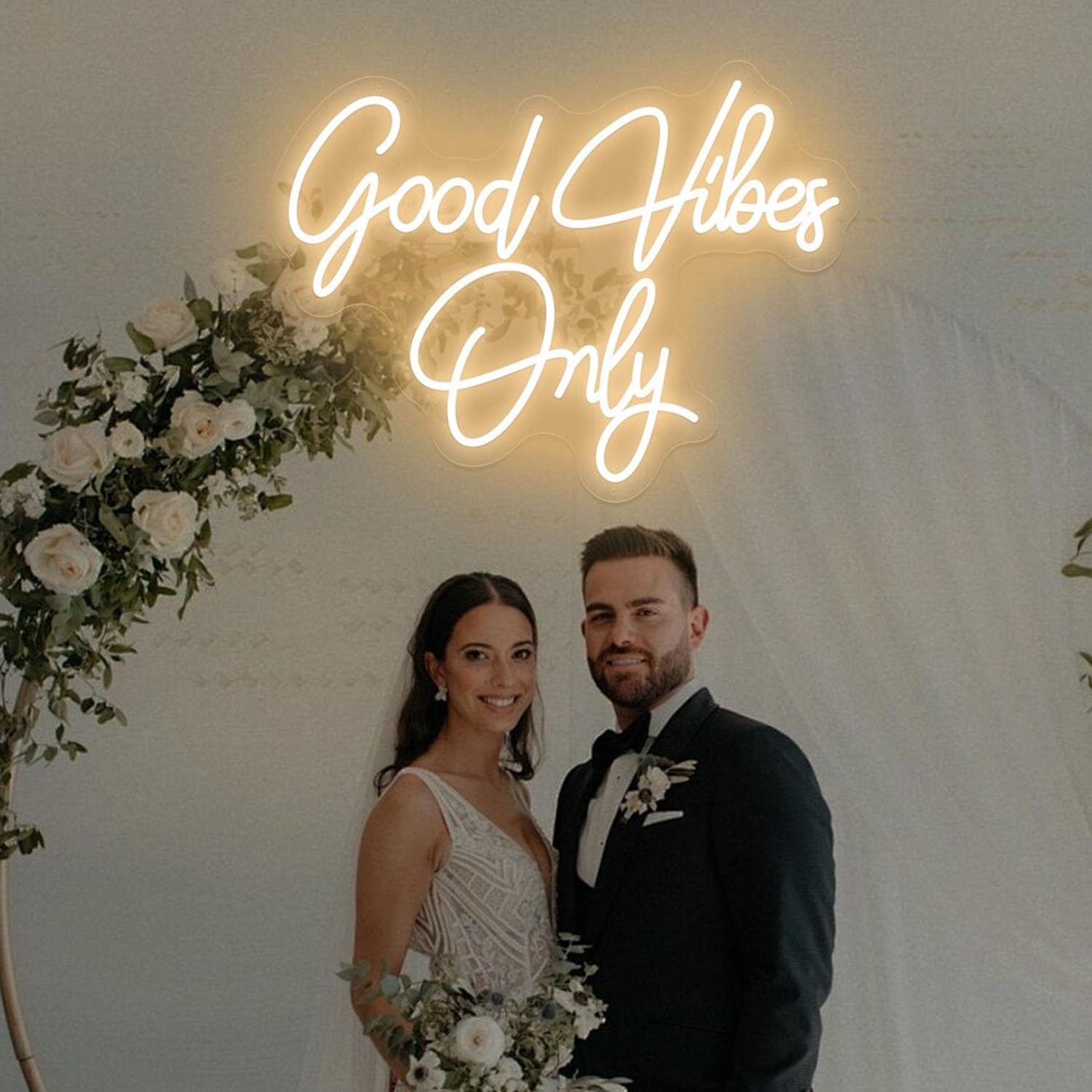 Letrero de neón Good Vibes Only/Good Vibes/Letrero de neón personalizado, hecho a mano, para boda, decoración de fiesta de cumpleaños, decoración LED para el hogar, letrero de bar, luces nocturnas