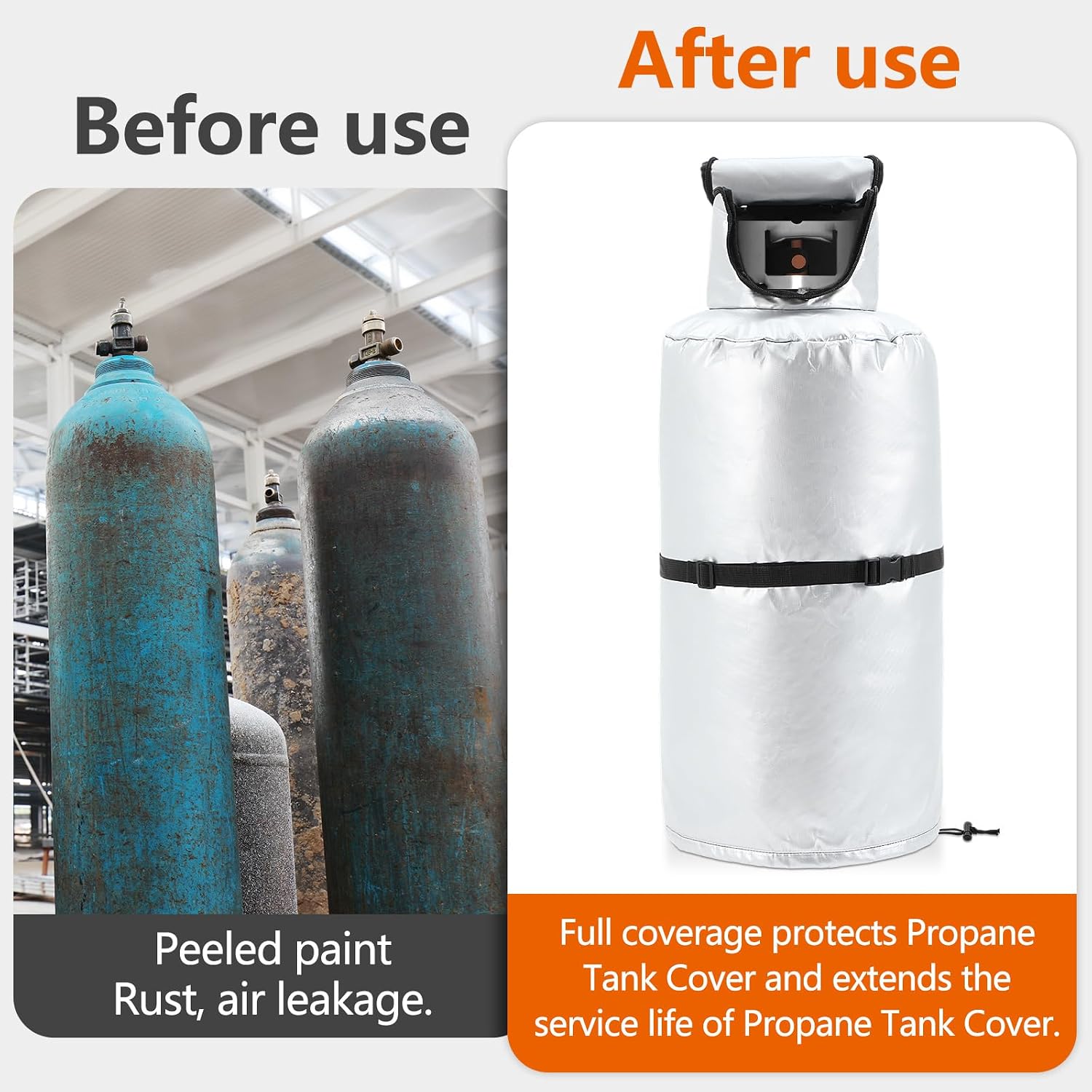 Geelin 2 Pcs 40lb Propane Tank Winter Cover Thickened Built-in Anti-Freezing Felt Openable Top Waterproof Dustproof UV Resistant Frost Resistant Propane Gas Can Protection Cover for Tank Protection