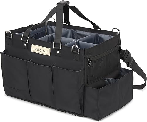 Miniatura 9 de FifthStart Organizador de limpieza multiusos con correa para la cintura y el hombro, organizador de pañales, 9 bolsillos y fácil de limpiar, bolsa