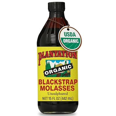 Plantation Organic Blackstrap Molasses 15 oz – USDA Organic Unsulphured Blackstrap Molasses, Natural Sweetener for Baking, Cooking & Beverages