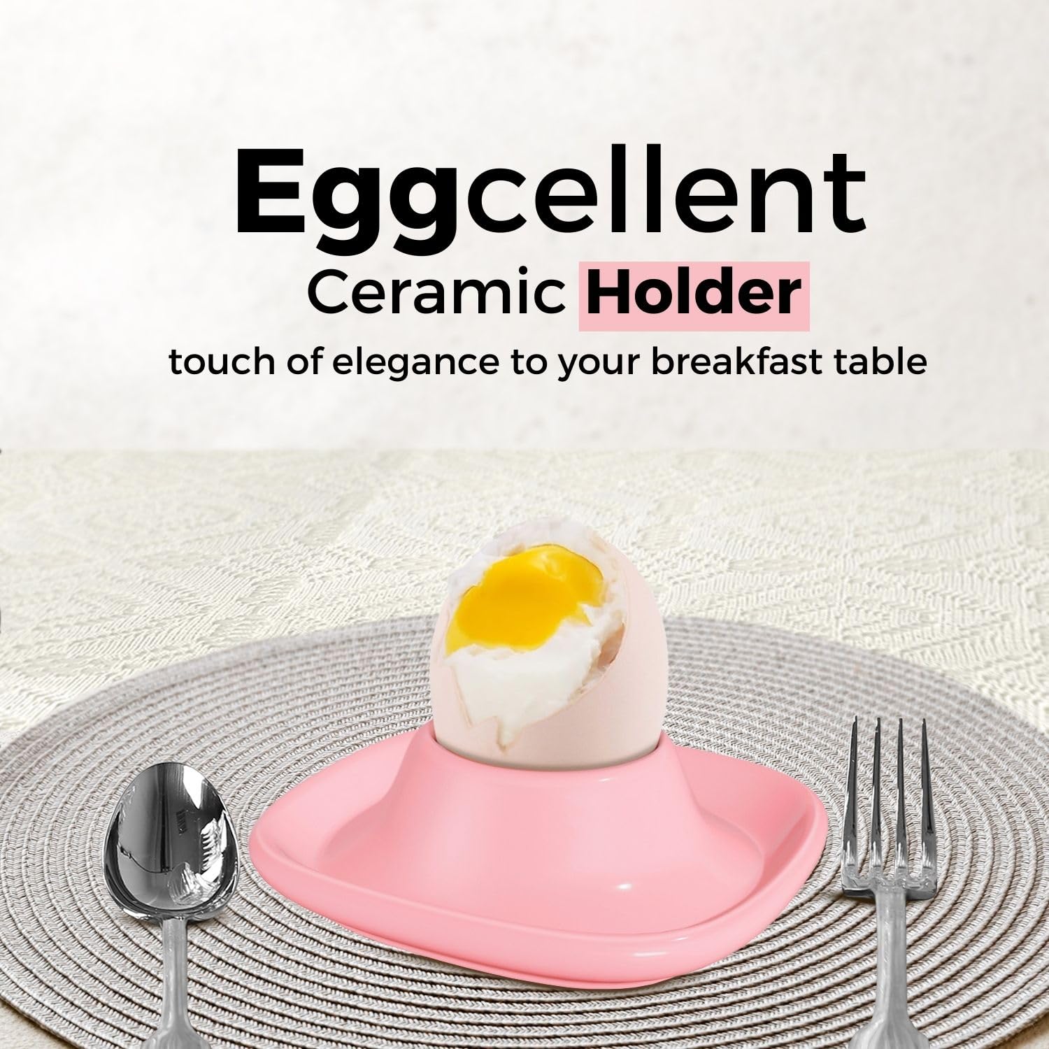 Flexzion Lot de 4 coquetiers souples en céramique rose empilables avec base pour servir, petit déjeuner, brunch, décoration de table de cuisine, rose