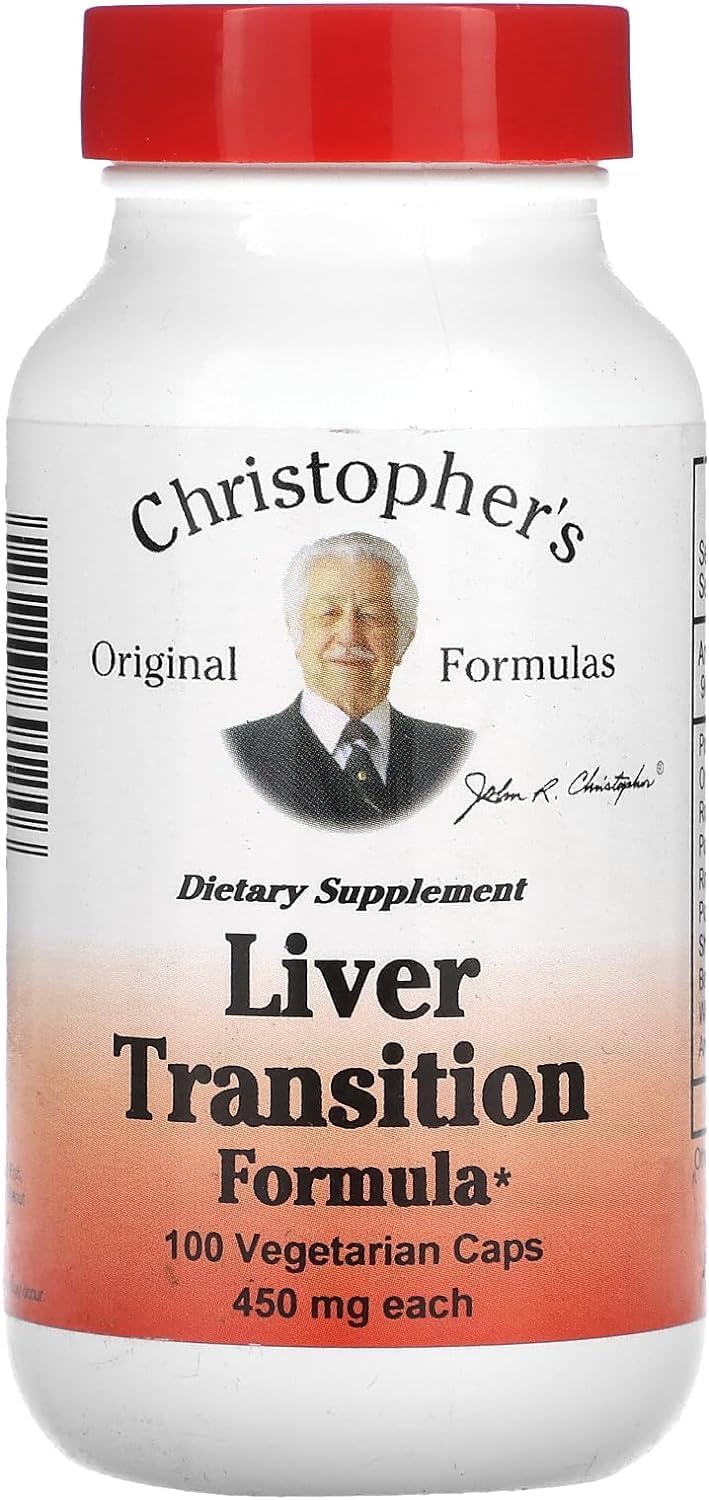 Christopher's Original Formulas Liver Transition Formula – Gentle Herbal Liver Cleanse, 450 mg, 100 Vegetarian Capsules