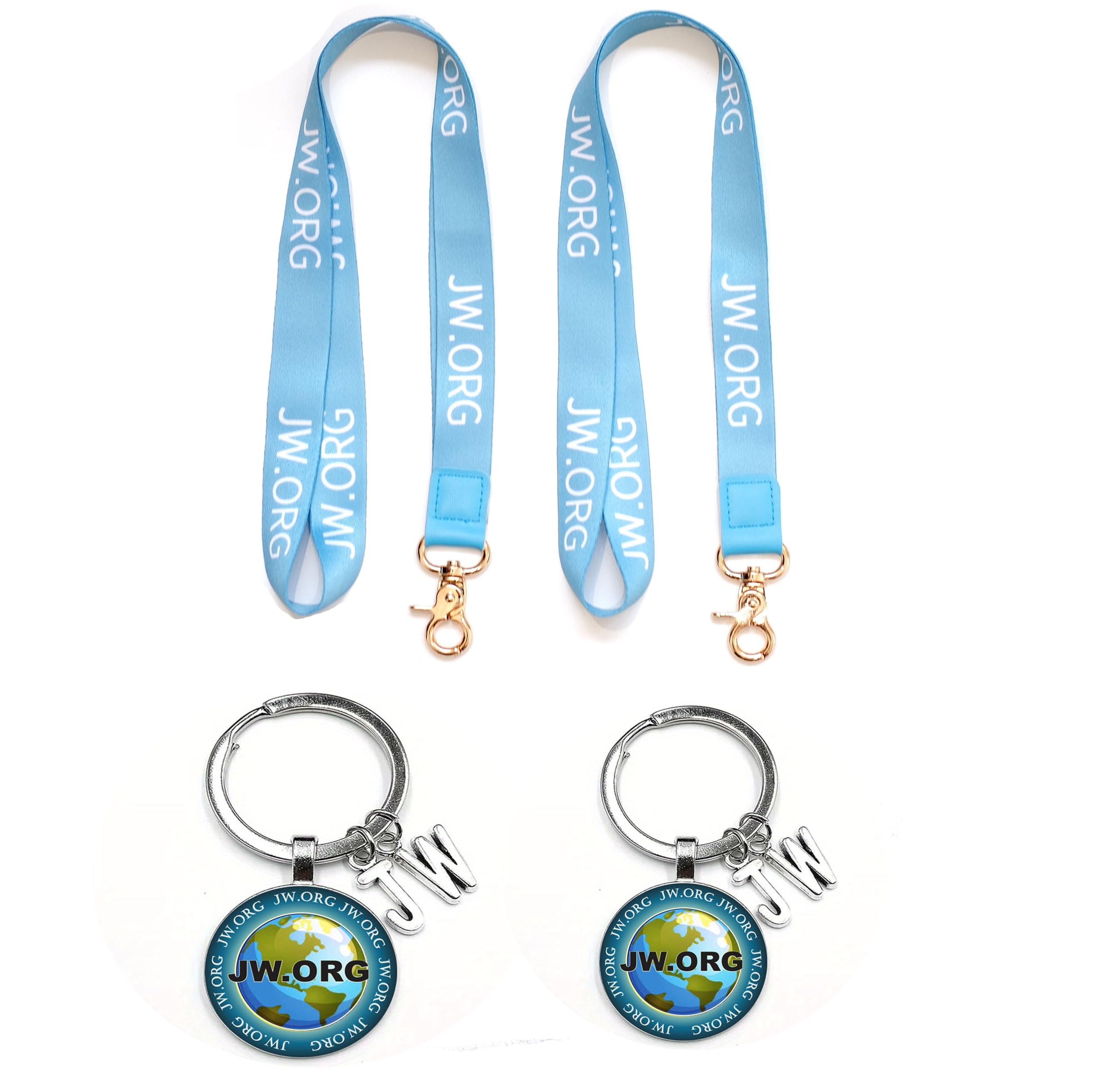 2Pack JW.ORG Neck Lanyard Key And 2Pack JW.ORG Keychains with Globe LogoChain Holder for Men & Women Lanyards for Keys ID Badge Wallet JW Gifts for Pioneers