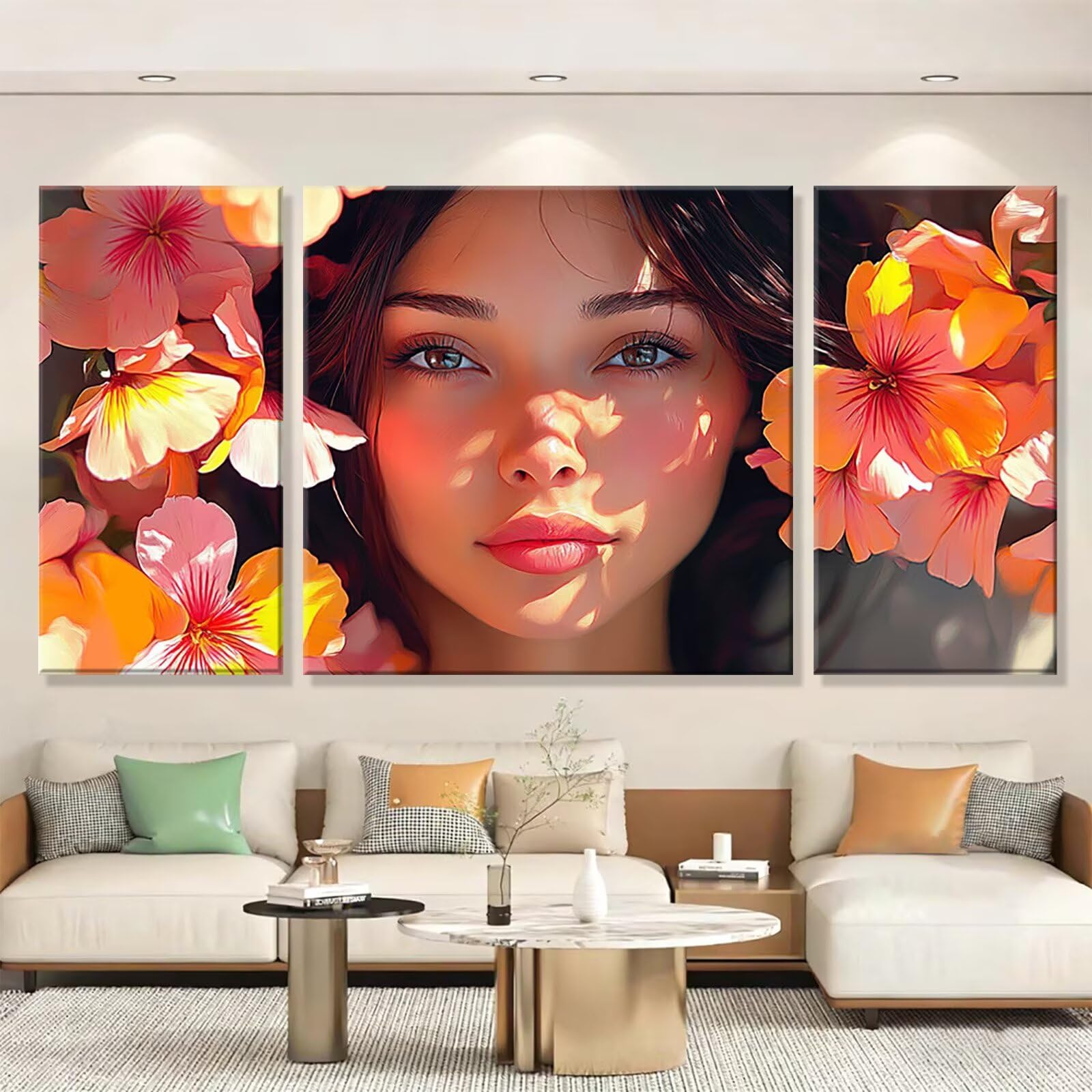 3 Pezzi Dipingere con i Numeri adulti, Paint by Numbers Bellezza Fiore, Kit Lavoretti Creativi, Kit di Pittura Acrilica Fai-da-Te, con 3- Pennello, Decorazioni Casa 70x140cm (Senza Cornice) y1s-890