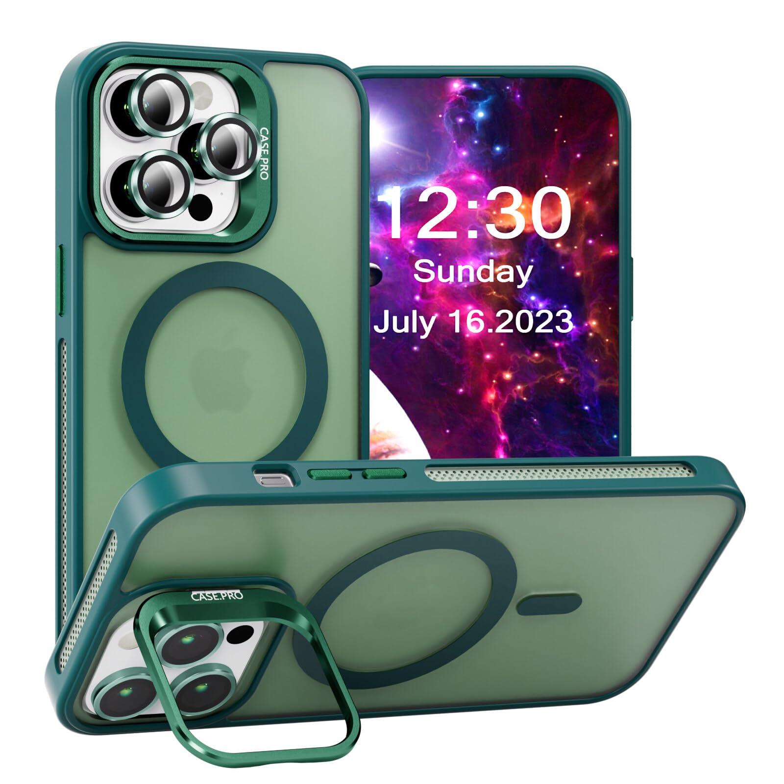 CasurvivePro Custodia magnetica per iPhone 16 Pro Max Custodia per fotocamera, Supporta la Ricarica Senza Fili, Opaco, Ultra Sottile Antiurto, Materiale Pc, Custodia rigida per telefono, Verde