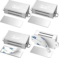Jiayi 4-Pack Stainless Steel Magnetic Cabinet Door Catches - Strong Self-Adhesive Latches for Kitchen Closets Drawers Pet-Proof Hold