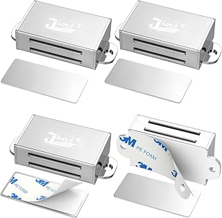 Jiayi 4-Pack Stainless Steel Magnetic Cabinet Door Catches - Strong Self-Adhesive Latches for Kitchen Closets Drawers Pet-Proof Hold