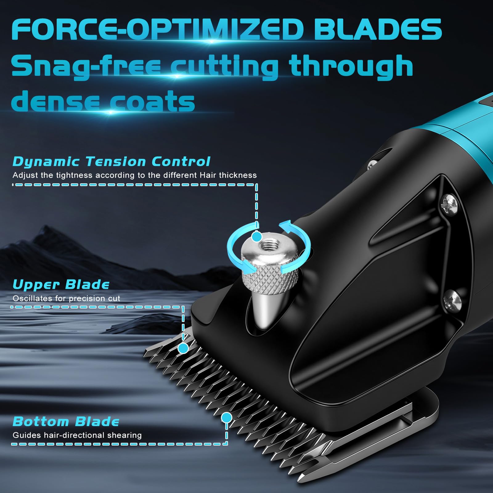 Esquiladora Caballos Compatible con Makita 18V, Profesional Maquina pelar Caballos para Ovejas Ganado Animales con motor potente, 6 Velocidades 2500 RPM/Min (Sin Batería)