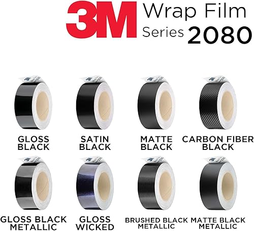 Miniatura 3 de 3M 1080 2080 - Kit de envoltura de vinilo negro satinado de 2 pulgadas x 25 pies para acabado cromado negro negro