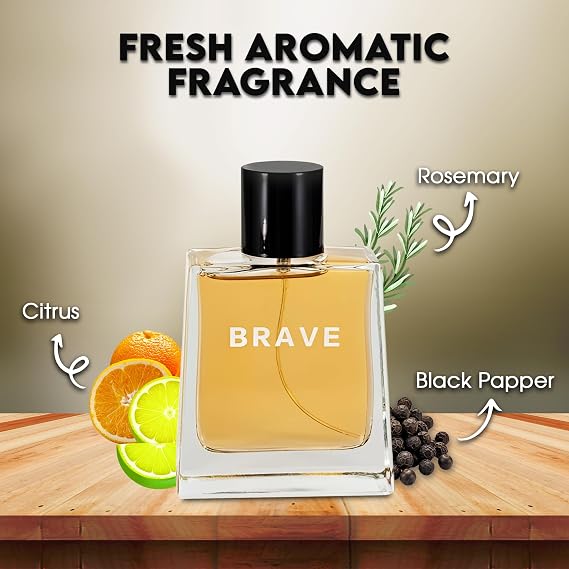 AFLUXE Mens Cologne Brave Original Natural Spray Eau de Parfum,Long-Lasting Scent Perfume for Men Elegant Bottle - Great Holiday Gift, 3.4 Fl Oz/100 Ml