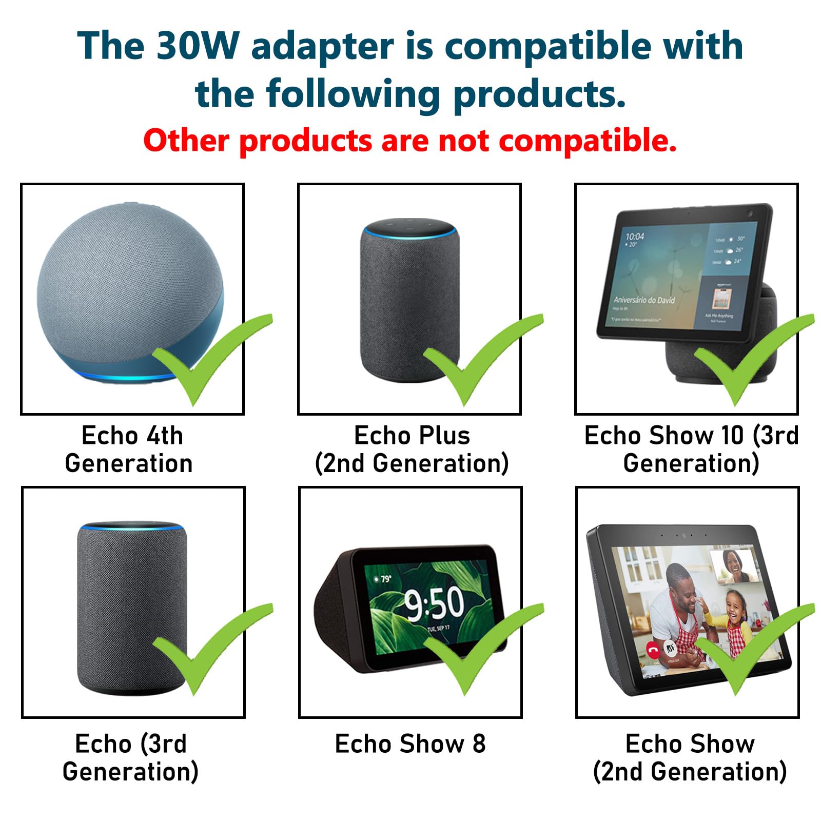 Amazon Echo Show & Echo Plusセット ZTTXL 30W Power Adapter for Echo (4th Gen), Echo (3rd Gen), Echo
