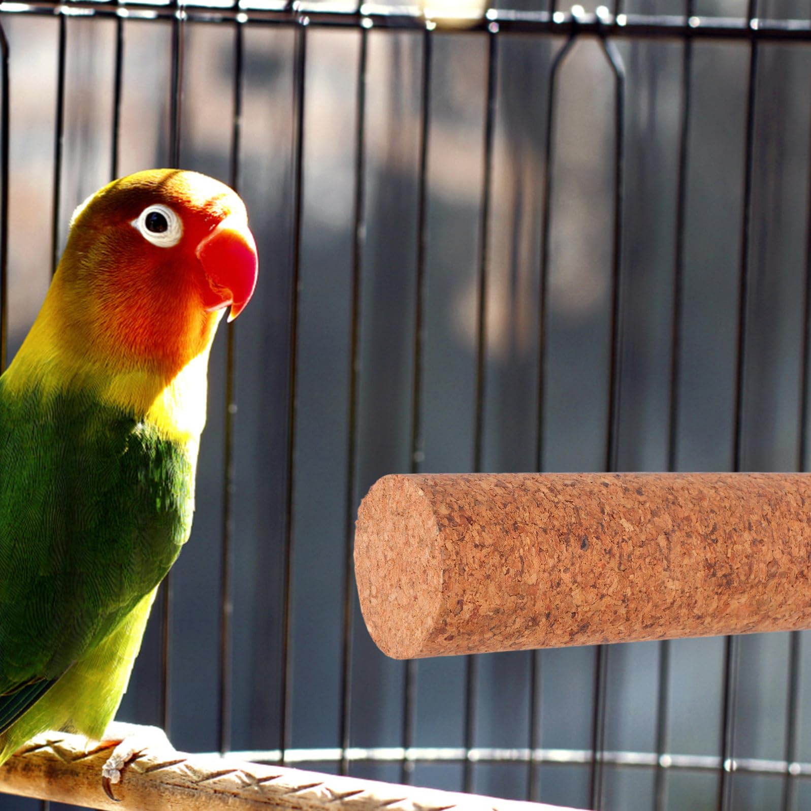 minkissy Supporto in Legno per Pappagalli Funzione Lima Unghie per Gabbie, Posatoio Resistente per Pappagallo la Cura e Gioco