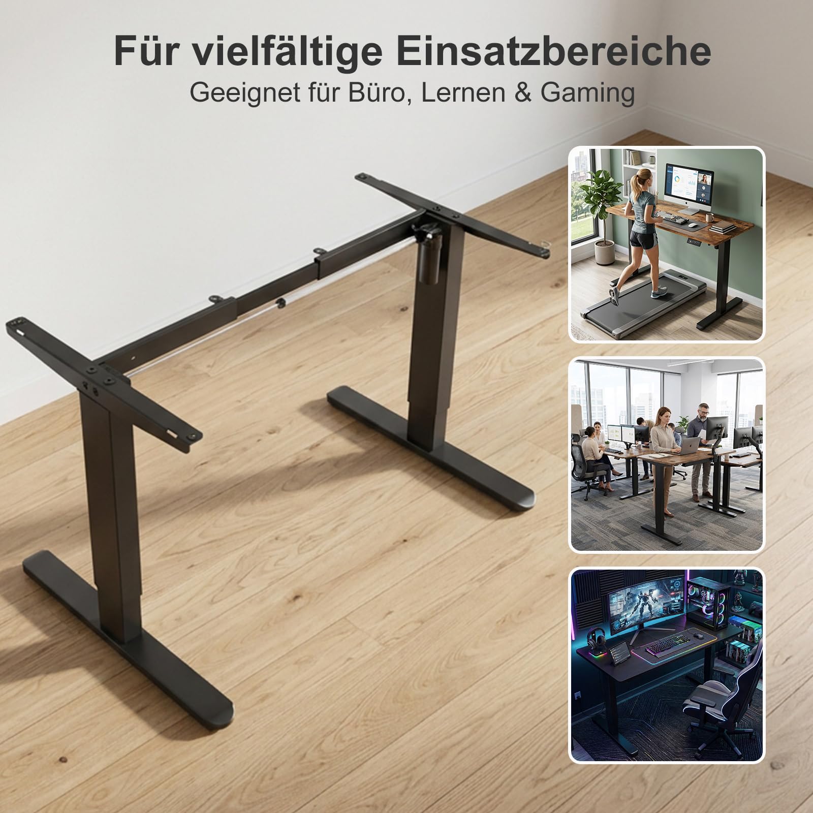 Flamaker Höhenverstellbarer Schreibtisch Elektrisch Tischgestell Höhenverstellbar Elektrisch 2-Fach-Teleskop Mit Memory-Steuerung Höhenverstellbarer Schreibtisch Gestell (Schwarz)