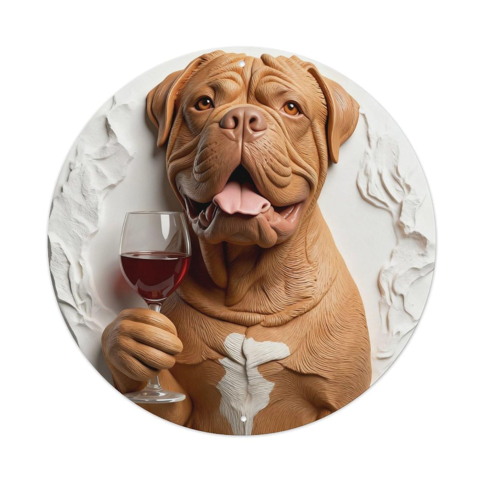 Zlatcbu Vintage Dog With Wine Glass Metal Tin Sign Retro Wall Art Poster, Decor For Home Living Room Bar Cafe Garage, 8X8 Inch
