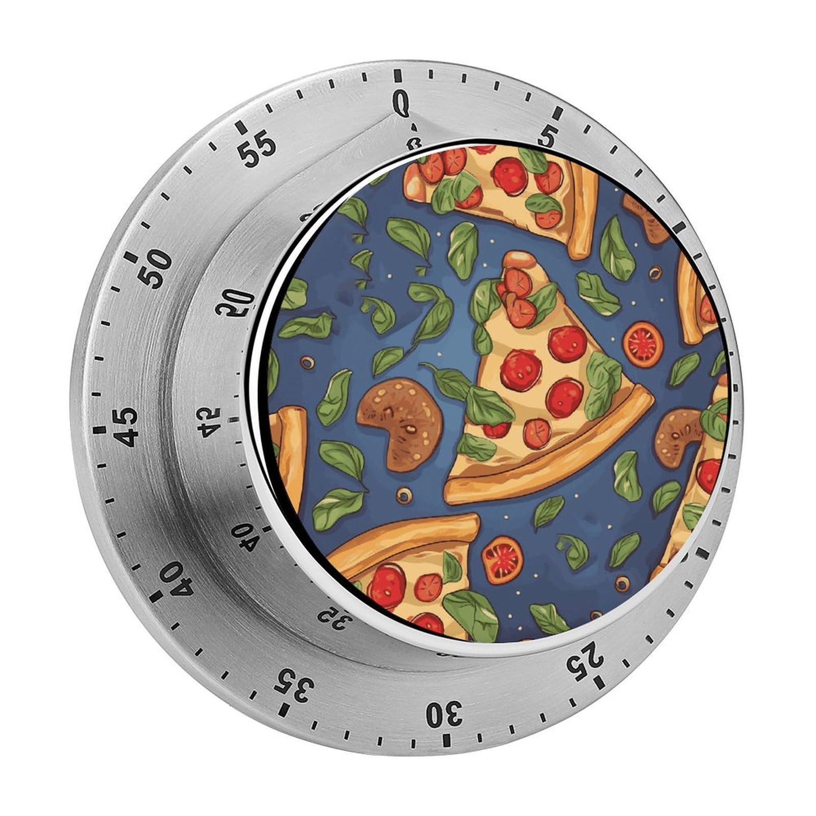 Pizza Timer Loud Mechanical Timer Stainless Steel 60-Minute Kitchen Timers Waterproof Chef Cooking Timers Sport Countdown Clock Portable Countdown Alarm Adult