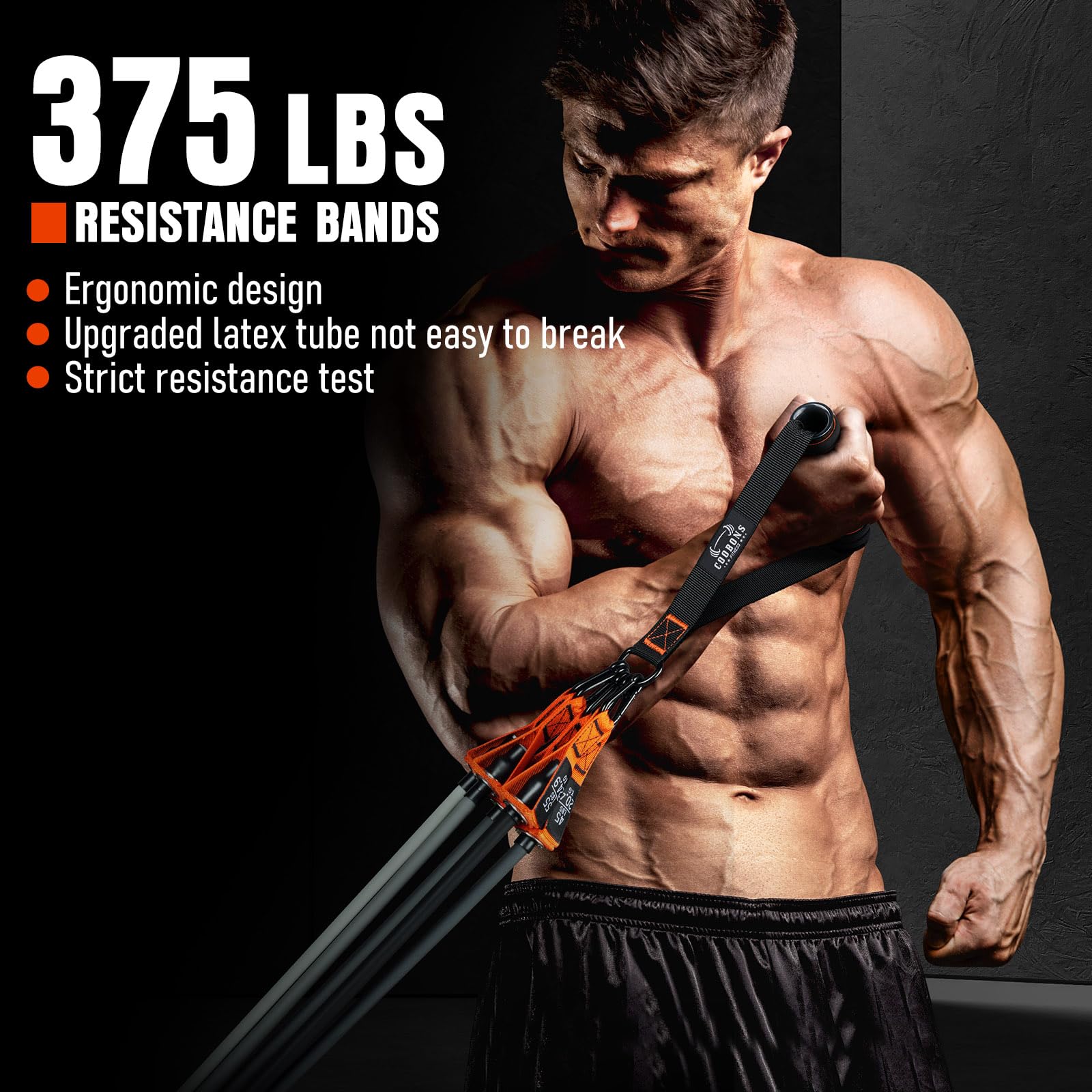 Bandas de resistencia con asas, bandas de ejercicio de 375 libras para entrenamiento, bandas de fitness, bandas de entrenamiento con anclaje de puerta y correas de tobillo, terapia física, yoga