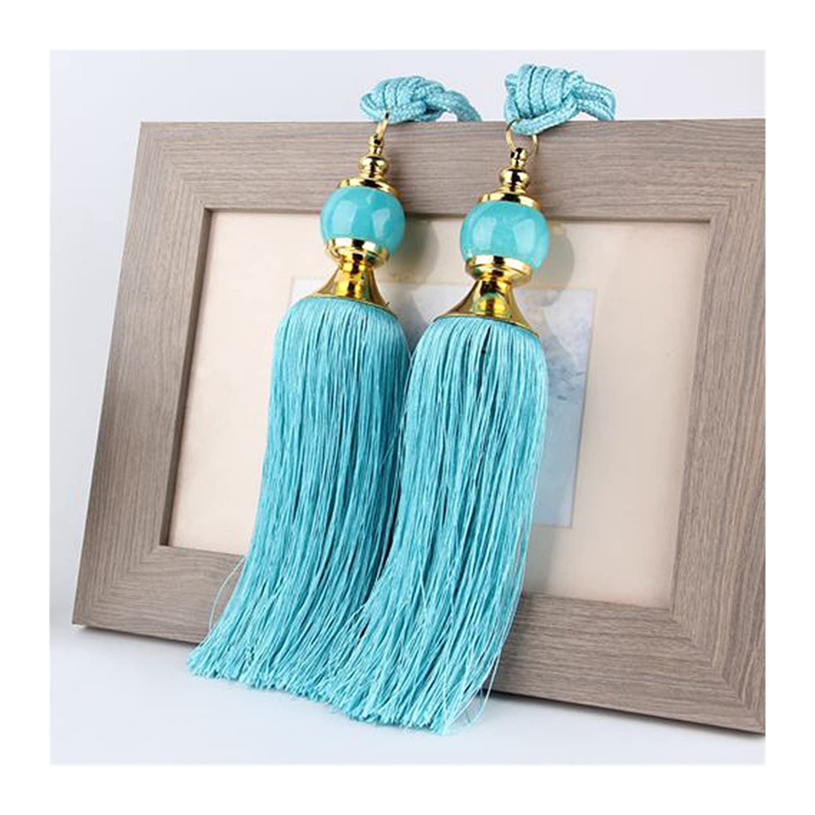 1 paire d'embrasses de rideaux avec pompon et boule de cristal, corde à franges pour décoration d'intérieur