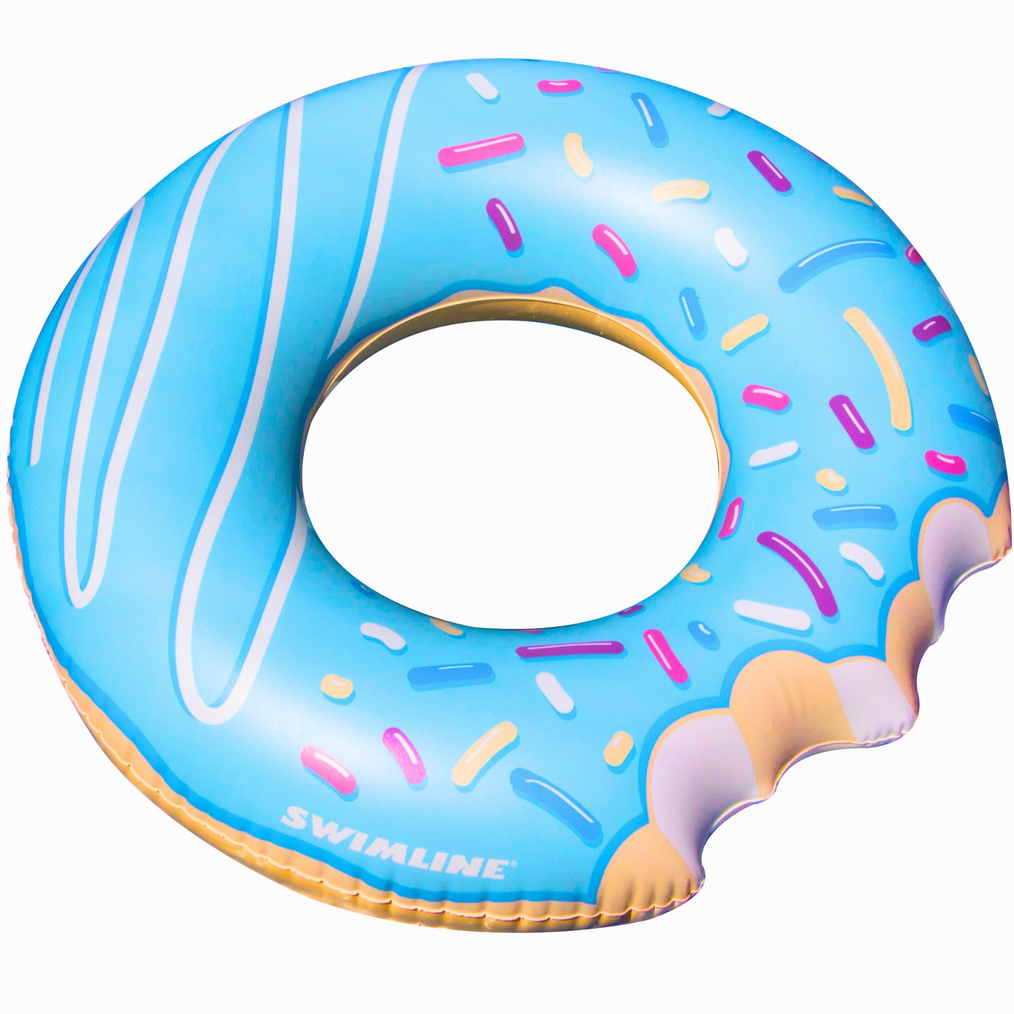 Blue Donut Pool Ring – Inflatable Lounge Float with Fun Design for Adults & Teens – Durable Vinyl Ring for Pool, Lake, or Beach – Easy to Inflate and Store