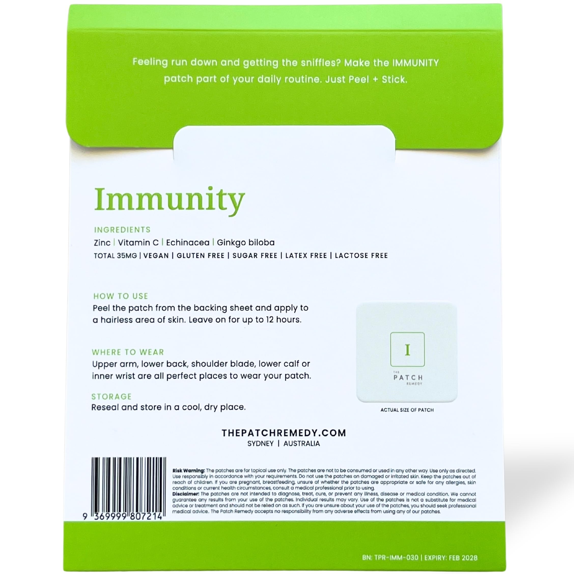 The Patch Remedy Immunity Patches - 30 Topical Immune Patches Containing Vitamin C, Zinc, Echinacea Extract & Ginkgo Biloba, Lasts 24 Hours — Amazon image 2