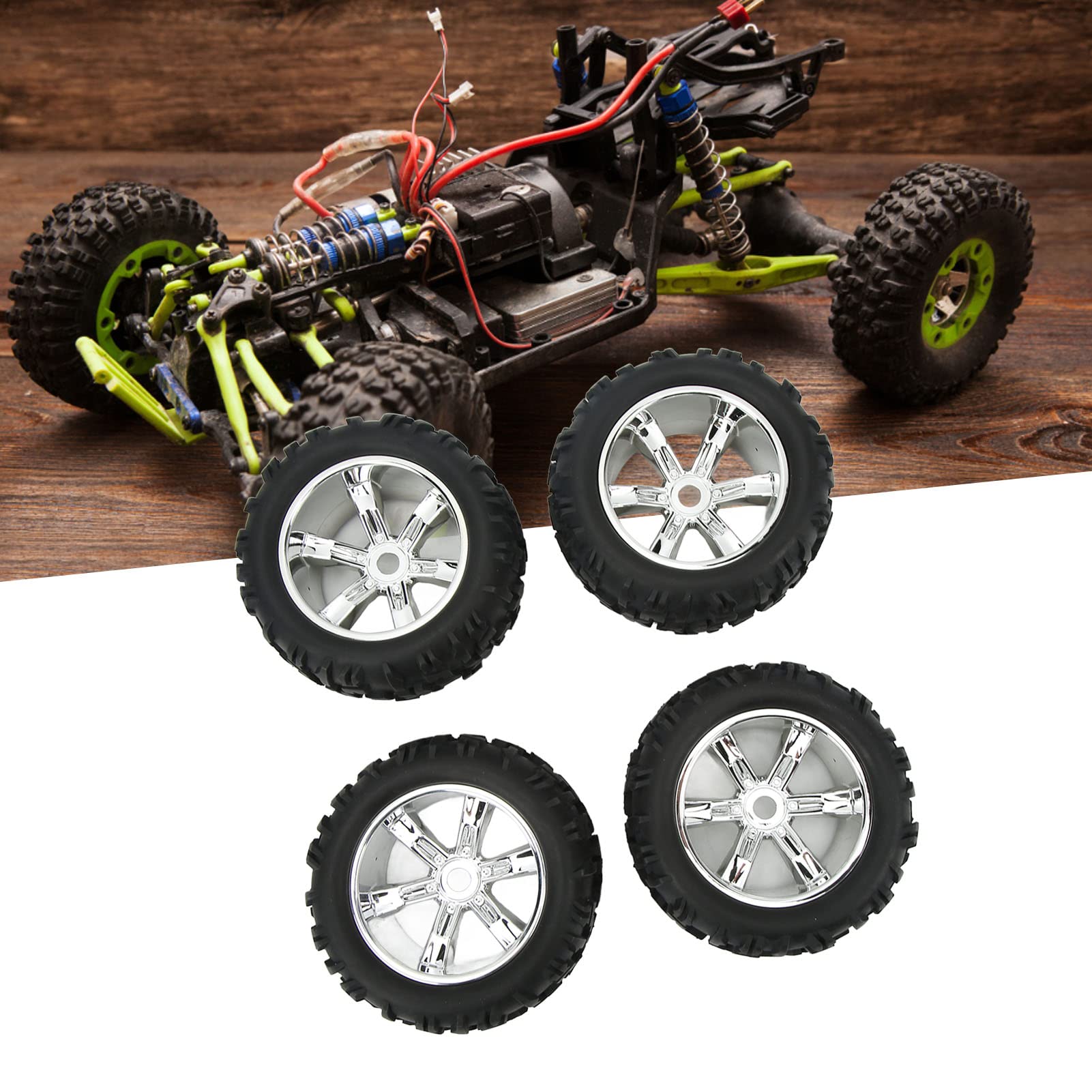 Naroote Roues RC 1.0, Pneus RC en Caoutchouc Ultra Souple, Jantes en Alliage d'aluminium Légères, Idéales pour Les Voitures à l'échelle 1/18 24 (Gold
