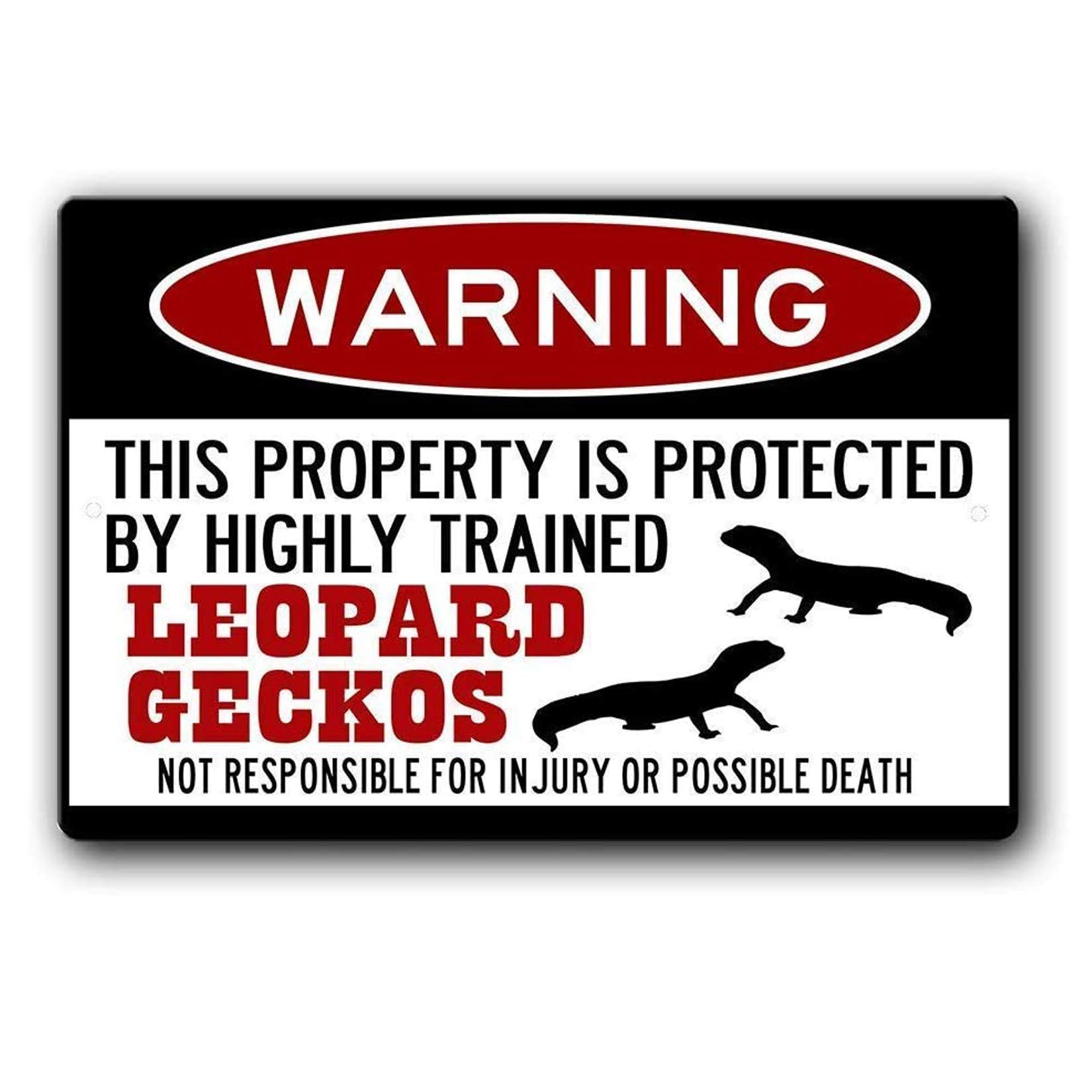 Ylens Leopard Geckos Sign,Funny Metal Signs,Leopard Gecko Gift,Gecko Accessories,Lizard Warning Sign,Pet Gift Aluminum Metal Sign 8 X 12 Inches