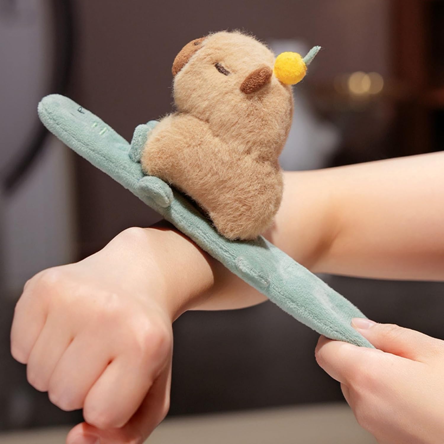 Fashionable Lovely Capybaras Slap Bracelet with Wing Pull Designs and Fun Shaking Feature for Kids and Teens Wear