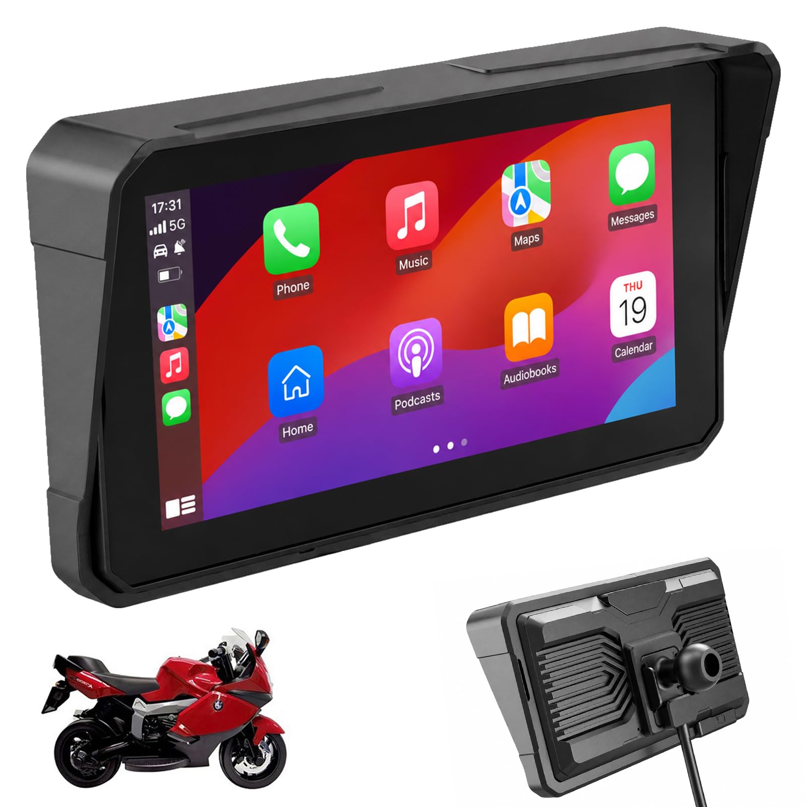 Sunweyer 6-Inch HD INCELL Motorcycle GPS W16 with Apple CarPlay & Android Auto – Waterproof IPX8, 500 NIT Bright Display, Bluetooth Helmet Compatible, Anti-Theft, Easy Install for Moto Navigation-image-36