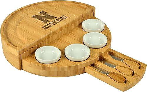 Picnic at Ascot NCAA Nebraska Cornhuskers - Tabla de quesos patentada giratoria de dos niveles con licencia oficial de 16 pulgadas de diámetro