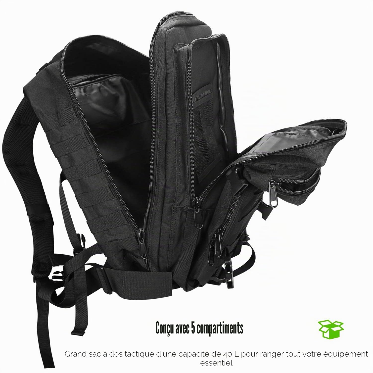 ProCase Sac à Dos Militaire de Grand Volume, Sac Tactique Voyage Multifonction, Sac Crossfit Randonnée pour Trekking/Randonnée/Camping/Voyage/École/Pêche/Alpinisme
