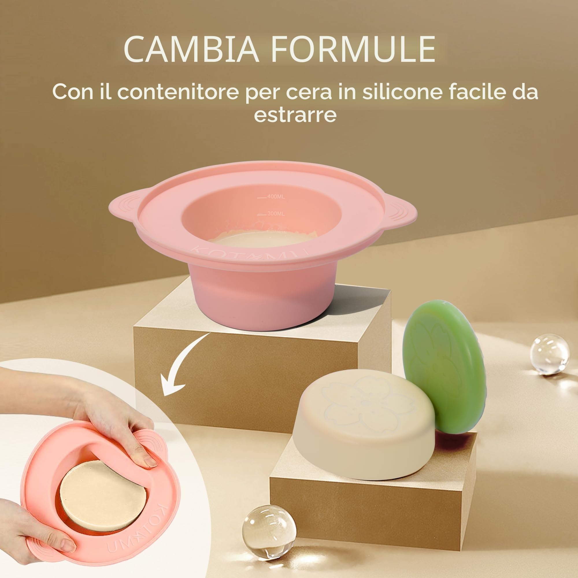 KOTAMU Cera Brasiliana Kit di Cera Nero Digitale per Donne e Uomini, Cere Dura per Pelle Sensibile, Wax Machine Professionale per Sopracciglia, Viso, Gambe, Ascelle, con 37 Accessori per Casa e Salone