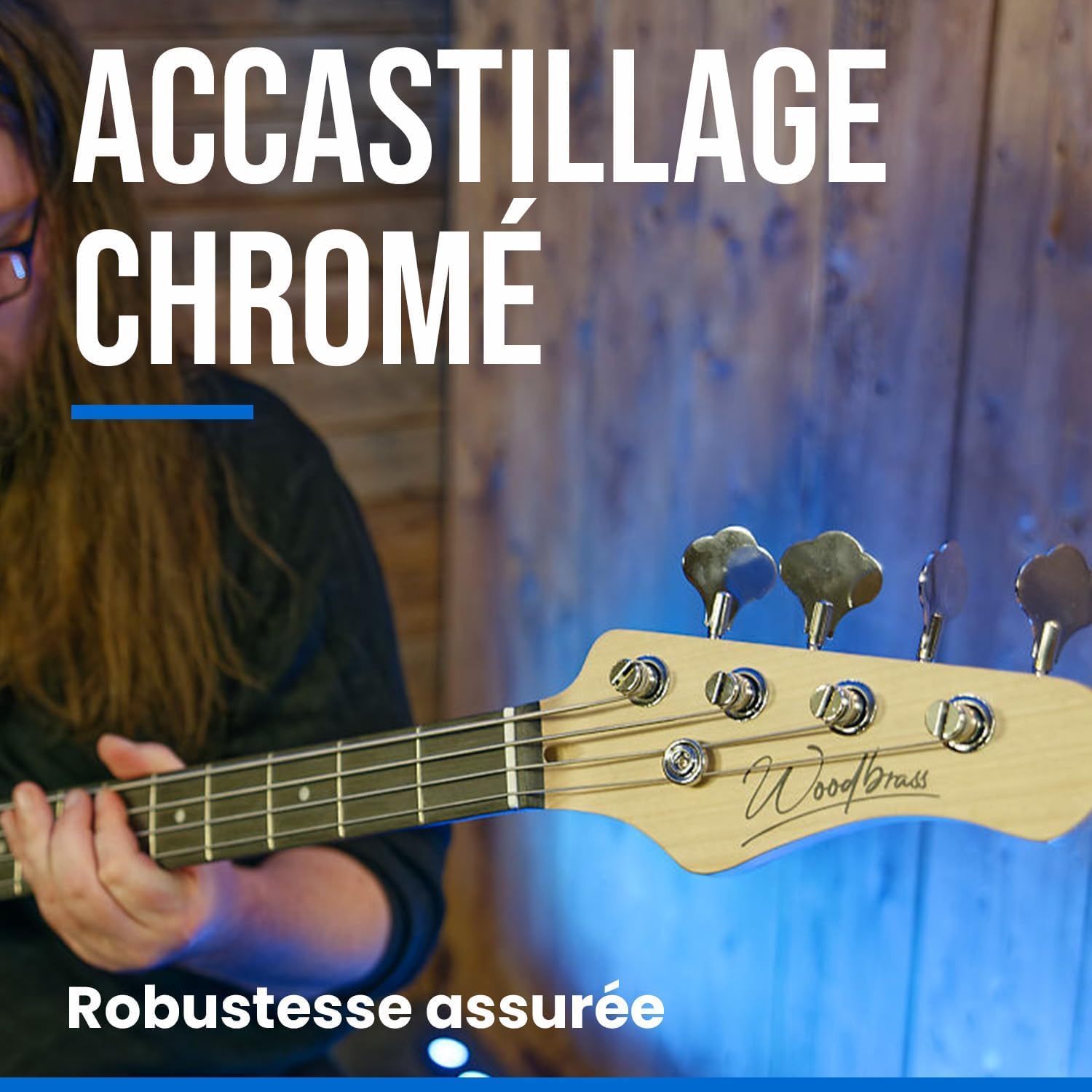 Woodbrass PB100 Sunburst - Bass elettrico multiuso per principianti, corpo a forma di PB, frassino in acero, stile rock, pop, funk, blues, hard, jazz