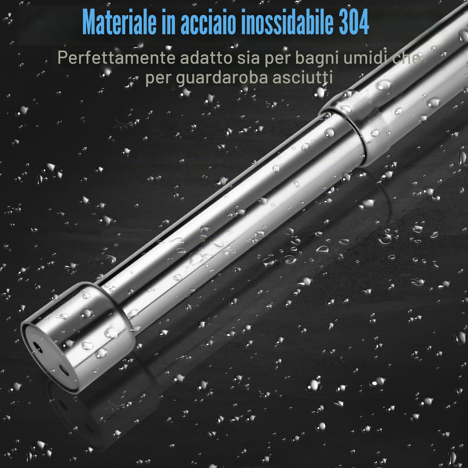 2 Asta Estensibile per Abiti, 31-51 cm Barra Attaccapanni per Armadio | Barra Appendiabiti in Acciaio Inossidabile Regolabile, Asta Appendiabiti Estensibile in Acciaio Inox