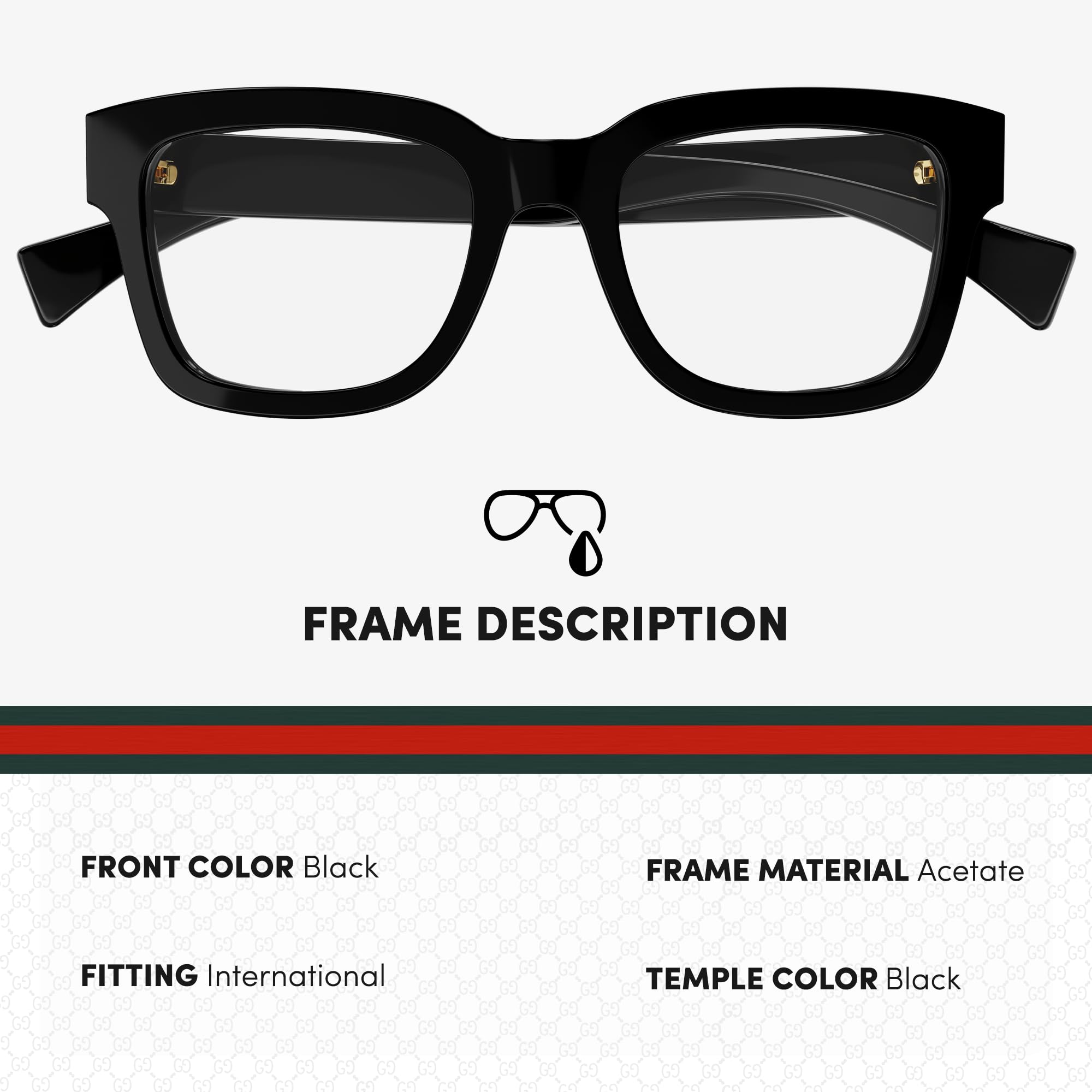 Gucci GG1138O Designer Fashion Eyeglasses Stylish Square Frame Eyewear with Luxury eSHADES Kit - Embrace Sophistication and Elegance