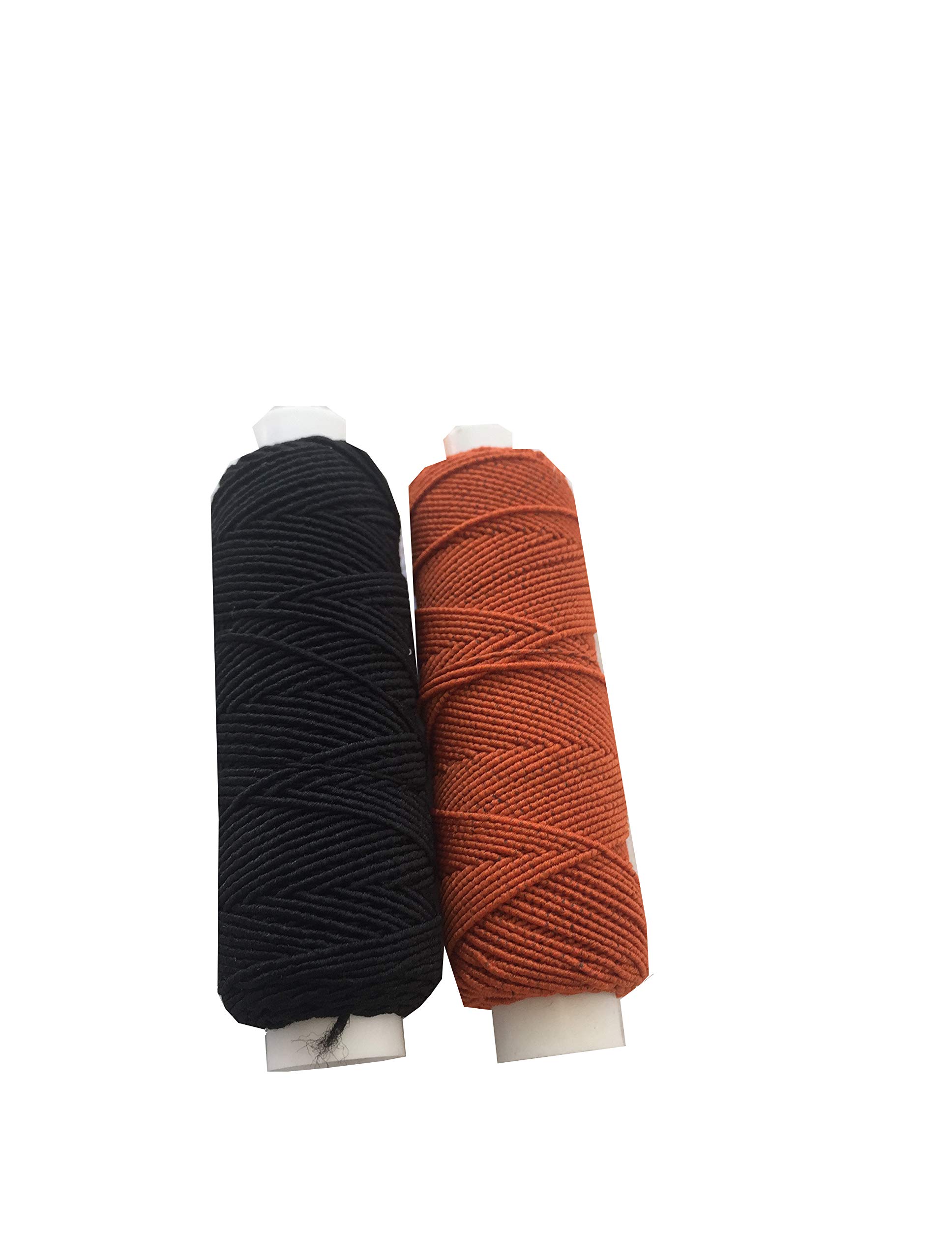 Shirring Shearing Elastic Thread, 20 Meter Each Colour Per Spool, Pack of 2 X 20m Spools, Sewing, Haberdashery, Craft, Smocking, Gathering, (Black & Orange), 30 Colours Available