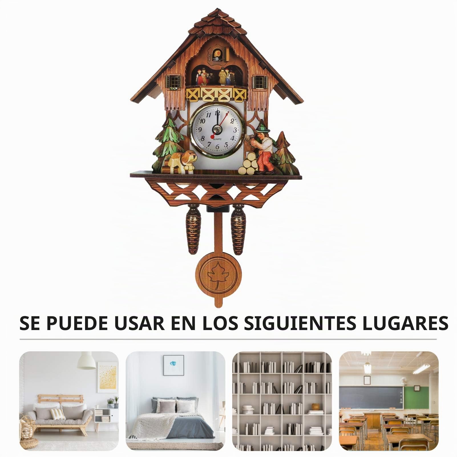 VOSAREA - Reloj de pared de madera con forma de cuco de péndulo antiguo para decoración del hogar y la habitación de los niños
