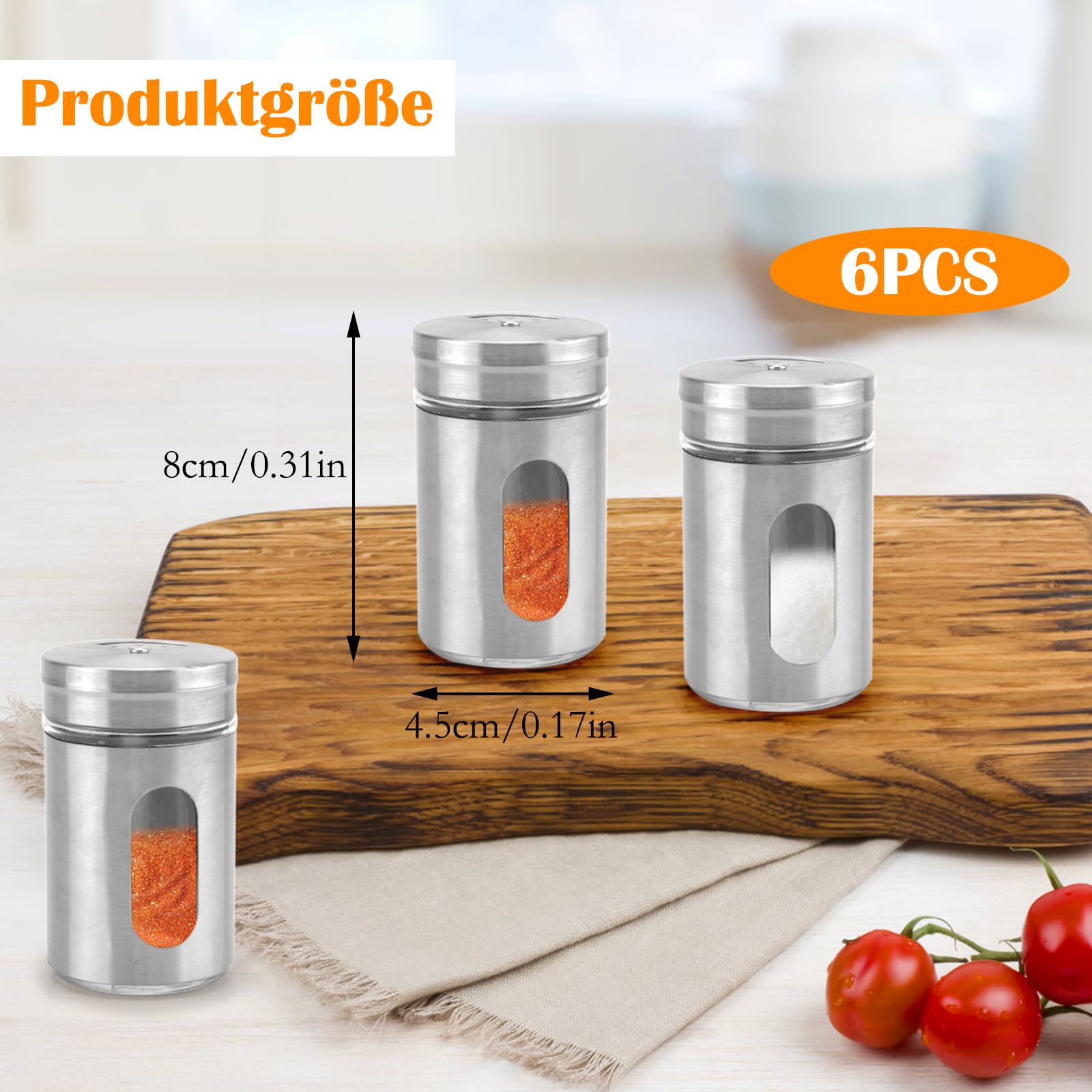 Set 10 Barattoli Spezie Acciaio Inox Nero - Portaspezie Design Cucina