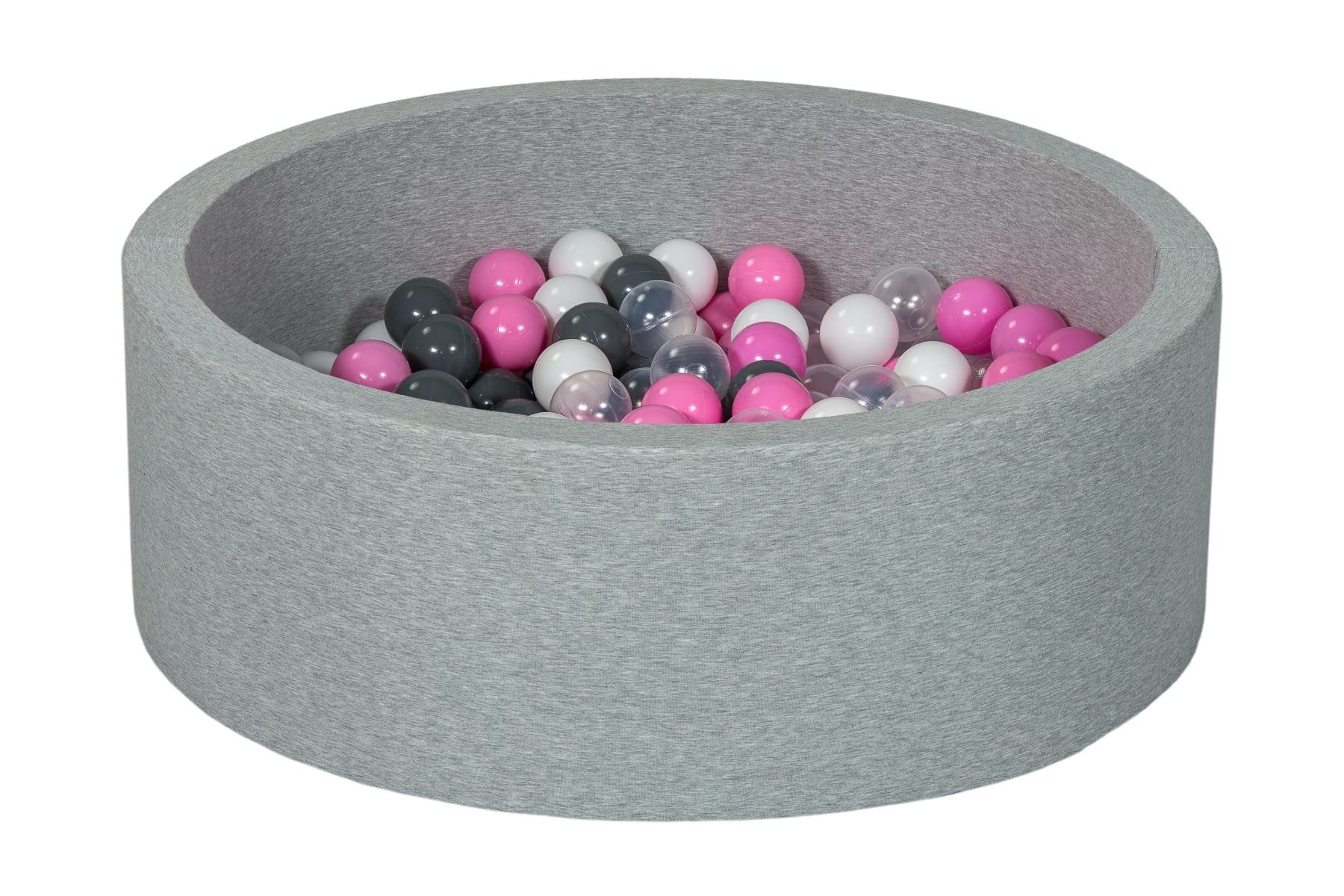 Velinda Piscina di Palline Colorate 150 per Bambini, Morbida, secca, in Schiuma, Gioco (Colori delle Palline: Bianco, Trasparente, Rosa Chiaro, Grigio)