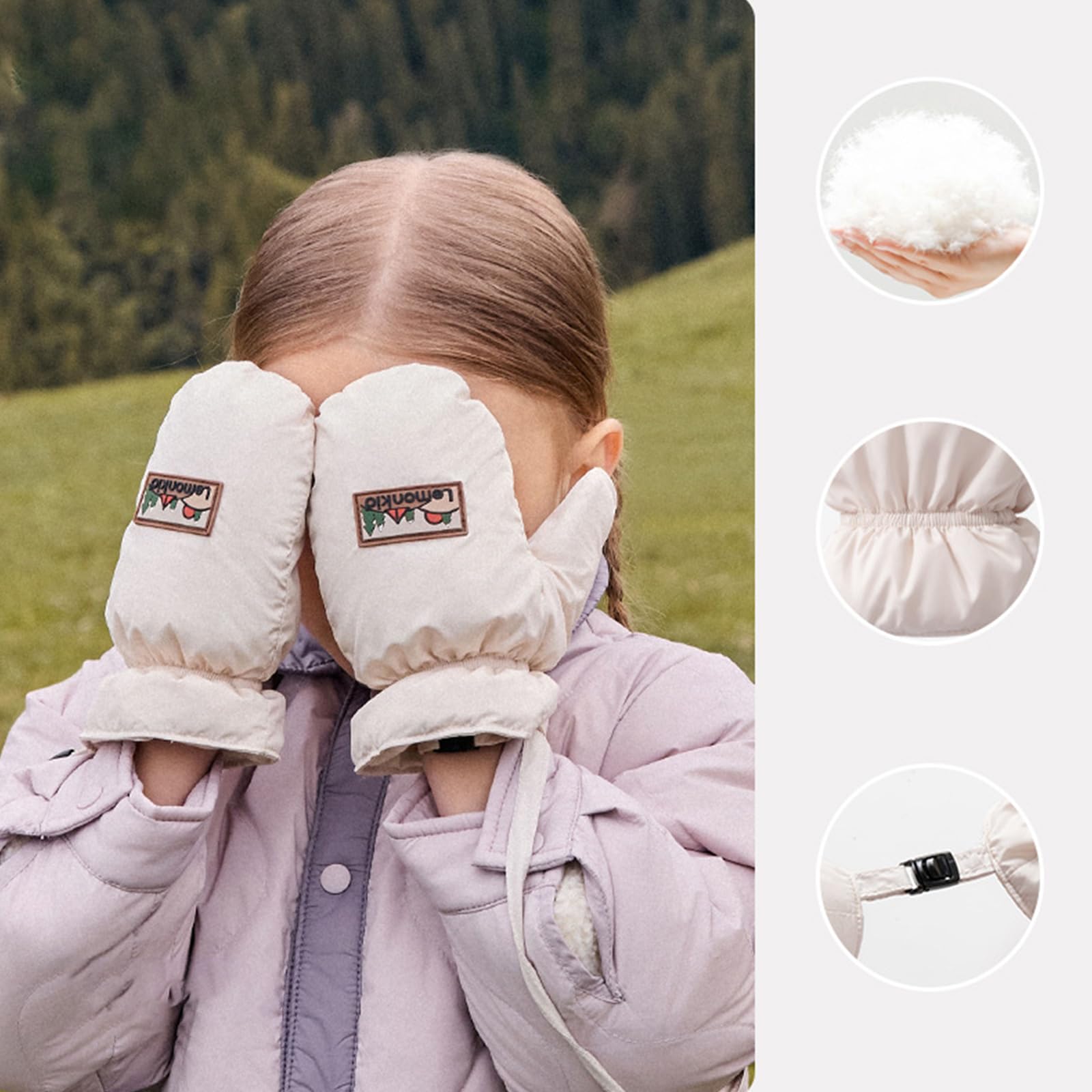 Guantes de esquí de invierno para niños, guantes cálidos con forro polar, diseño hermético y resistente al viento, guantes para niños, fáciles de transportar para niños y niñas