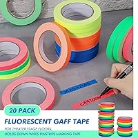 Vista 6 de Ctosree Juego de cintas de puntos, 12 pulgadas de ancho x 65 pies de largo, cinta de neón de 5 colores, cinta fluorescente resistente para pisos