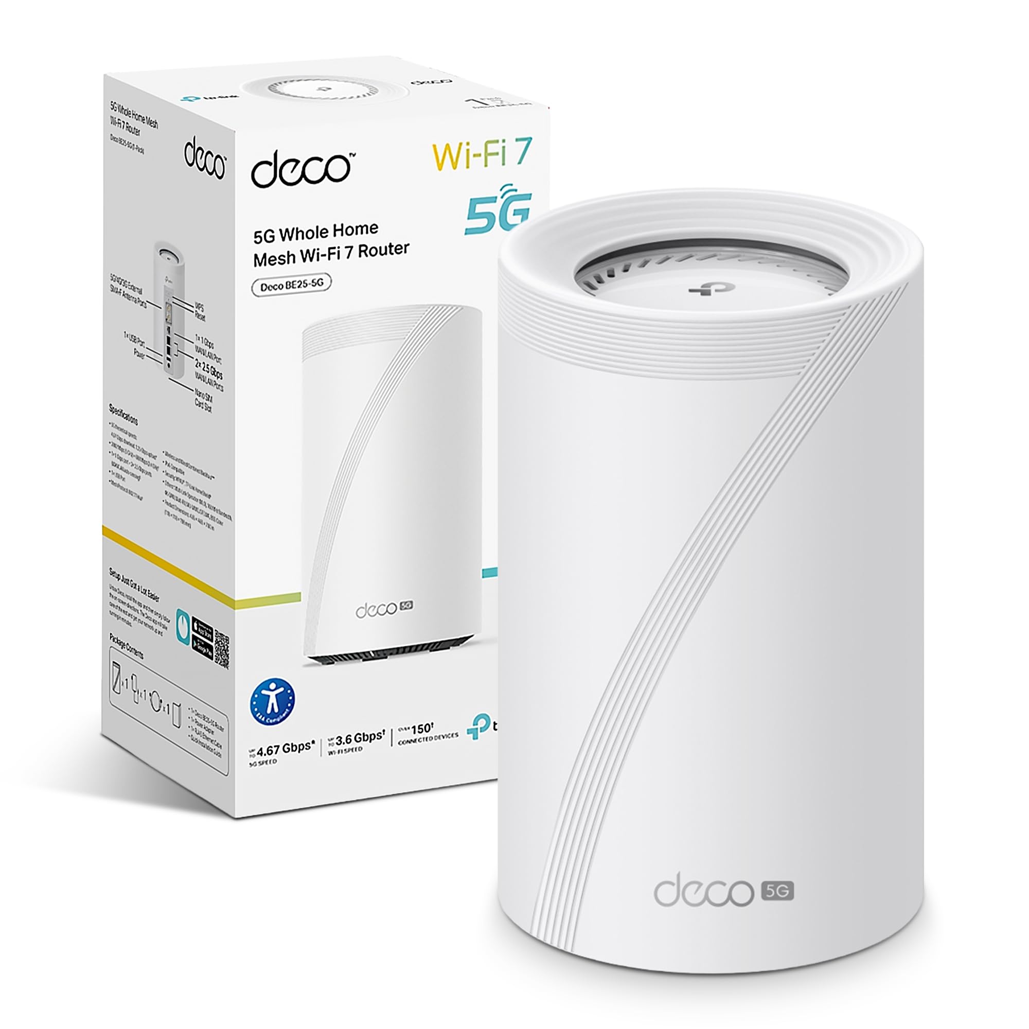 TP-Link Deco BE25-5G WiFi 7 Router con Slot SIM, BE3600 Mesh
