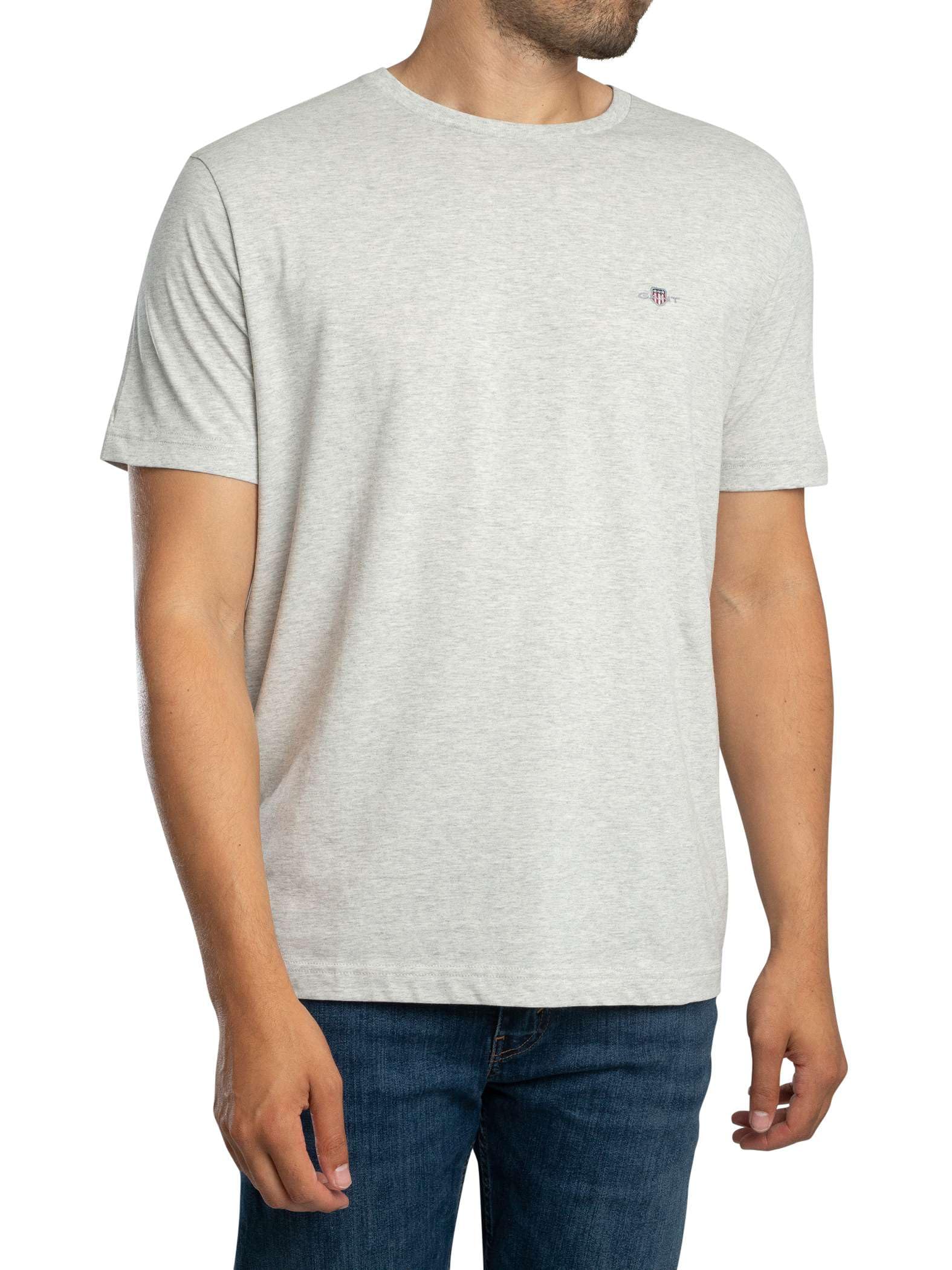 Gant Men's Gray Reg Shield Ss T-Shirt, Xl