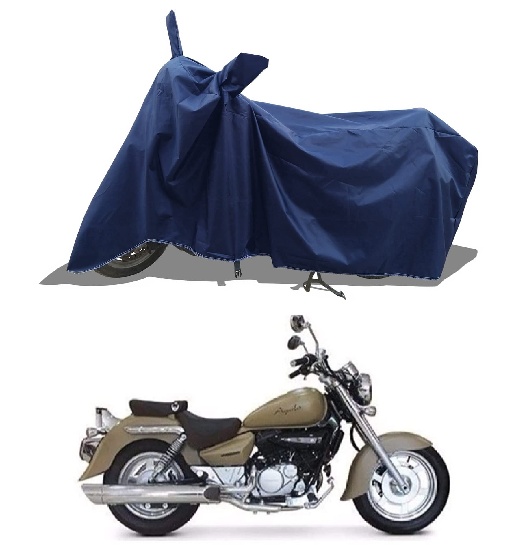 ROMEIZ - Two Wheeler - Scooty - Bike Cover for Hyosung Aquila 250 Cover with Water-Resistant and Dust Proof Premium 190T Fabric_Entire Navy