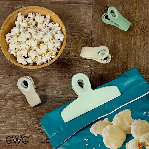 Miniatura 9 de Cook with Color Clips para bolsa, 4 clips grandes y resistentes para almacenamiento de alimentos con agarre hermético para bolsas de aperitivos y