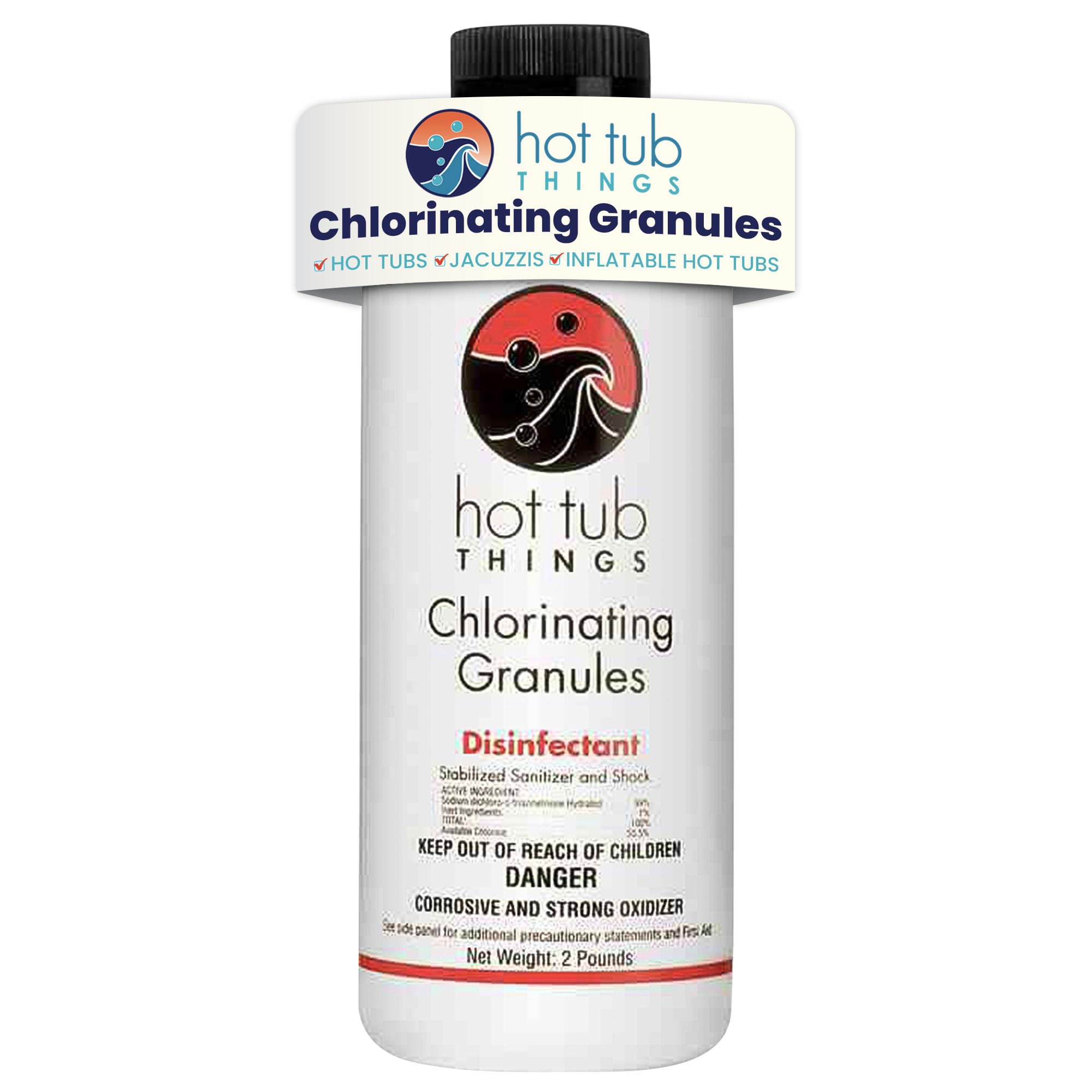Hot Tub Things Chlorine Granules for Hot Tub & Spa, Quick-Dissolving Chlorinating Concentrate Disinfectant & Oxidizer, Pool Sanitizer & Shock Treatment for Clean Water, Sodium Dichlor Powder, 2 lbs